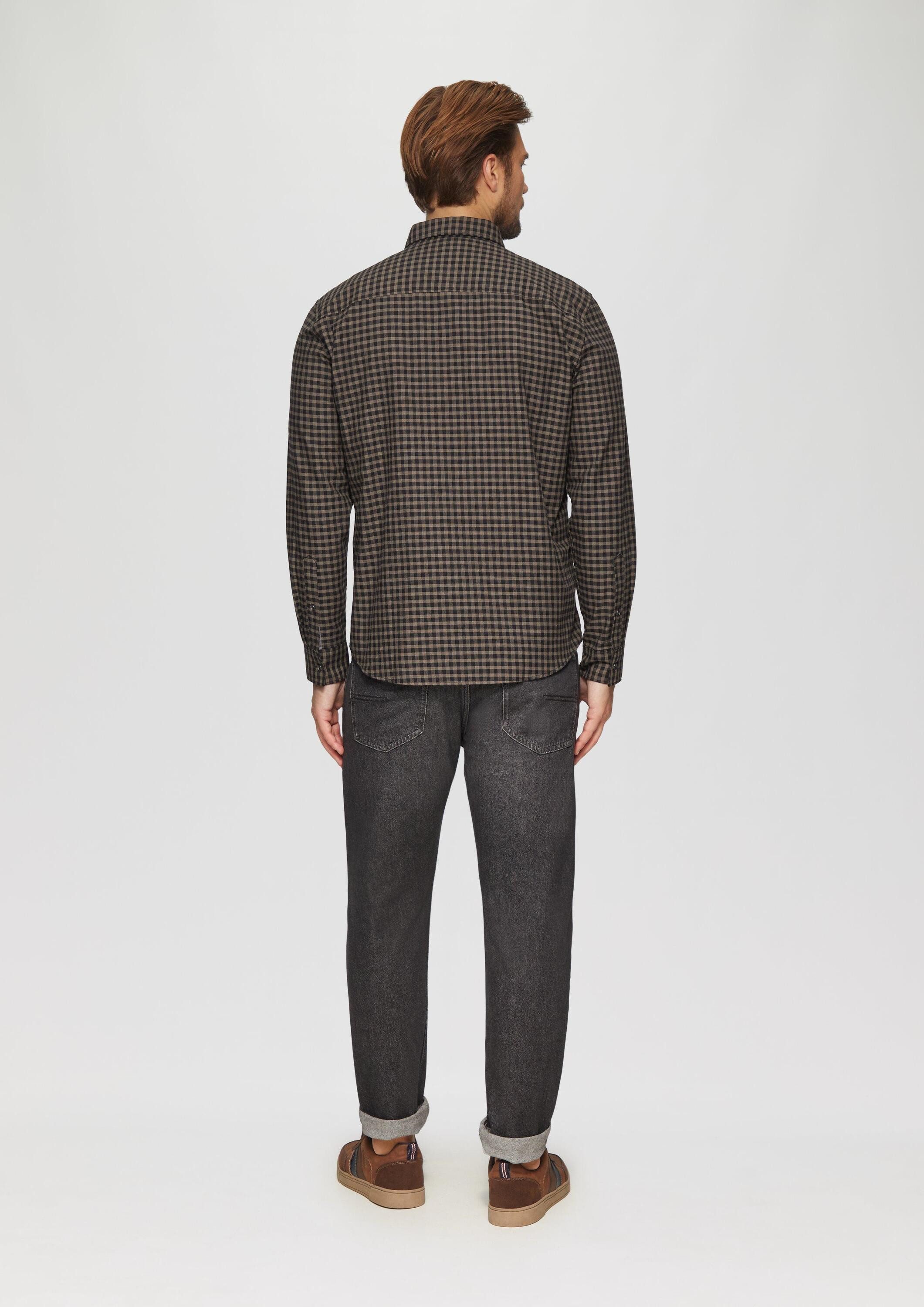 s.Oliver Langarmhemd Hemd Regular Fit: Kariertes Hemd mit Button-Down-Kragen