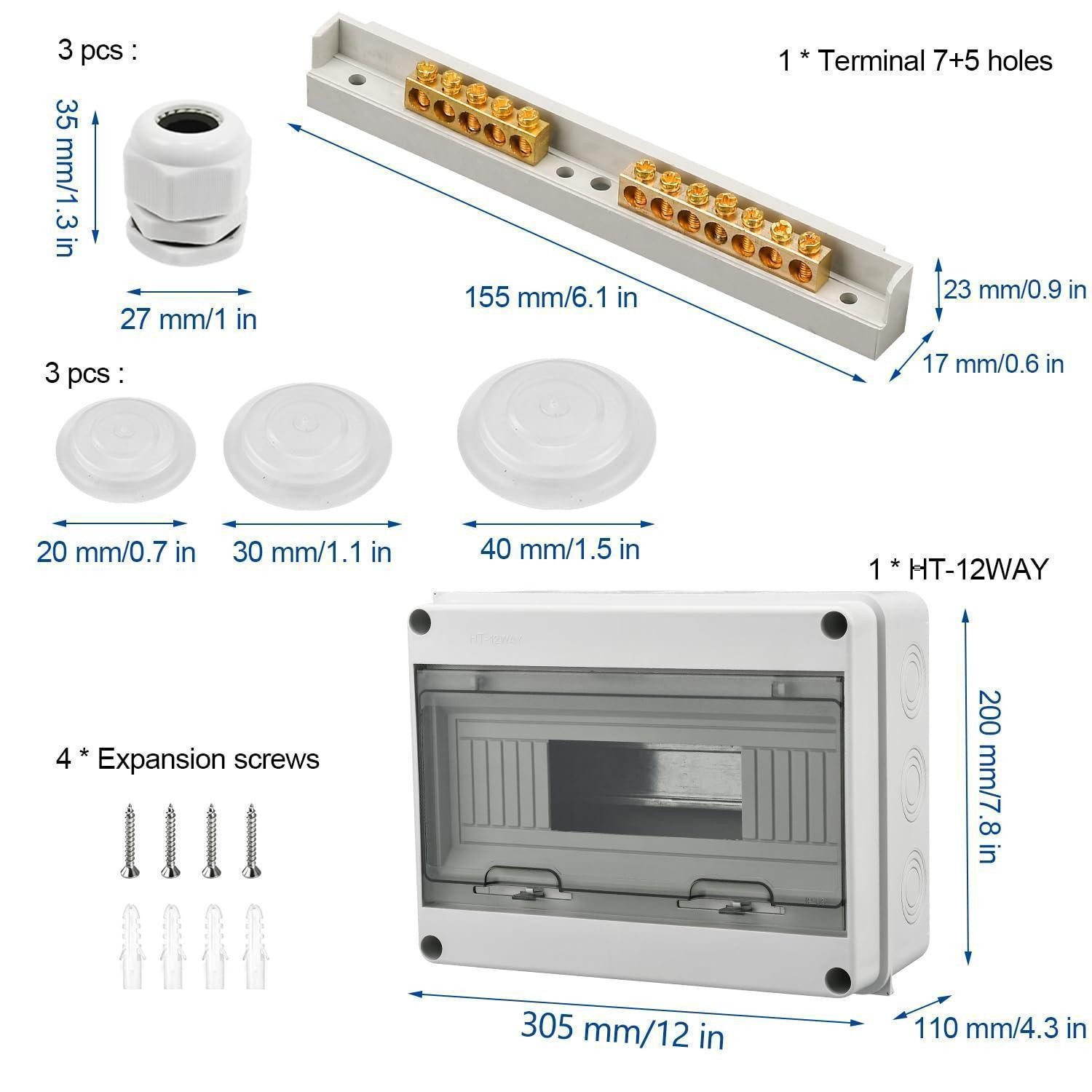 LuxusKollektion Schaltschrankschlüssel Sicherungskasten Aufputz IP65 1Reihig 15 Module 15 Modules