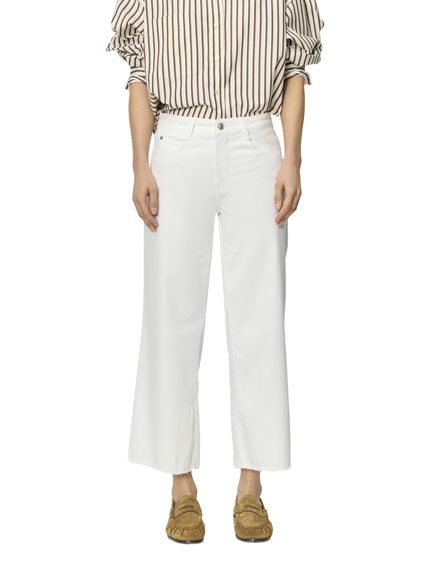 MAC 5-Pocket-Jeans weiß, Casual, Baumwolle, Unifarben, Weit, Mittel