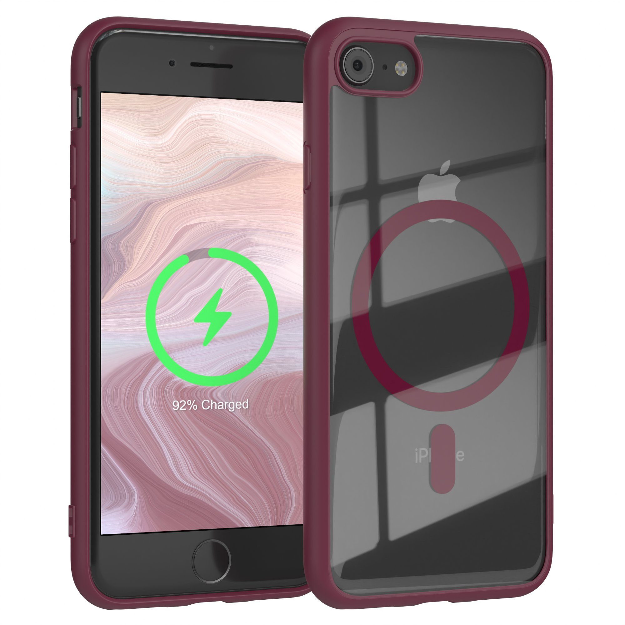 EAZY CASE Handyhülle Hülle mit MagSafe iPhone SE 2022 / 20 iPhone 8/7 4,7 Zoll, Back Cover Slimcover mit Displayschutz, Magsafefunktion, Bumper, Beere