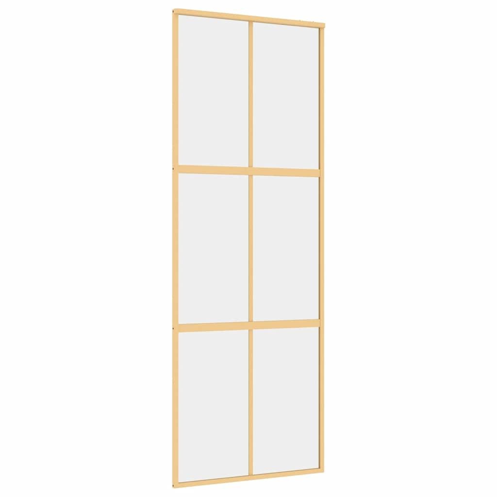 vidaXL Haustür Schiebetür Golden 76x205 cm ESG-Klarglas und Aluminium (1-St)