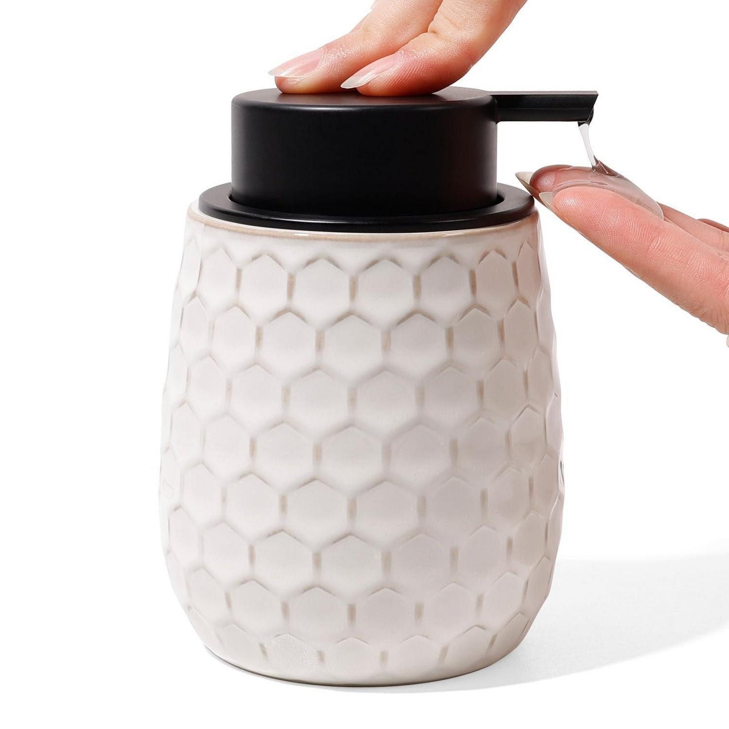 LuxusKollektion Seifenspender Keramik Seifenspender Nachfüllbar Beige 400ml