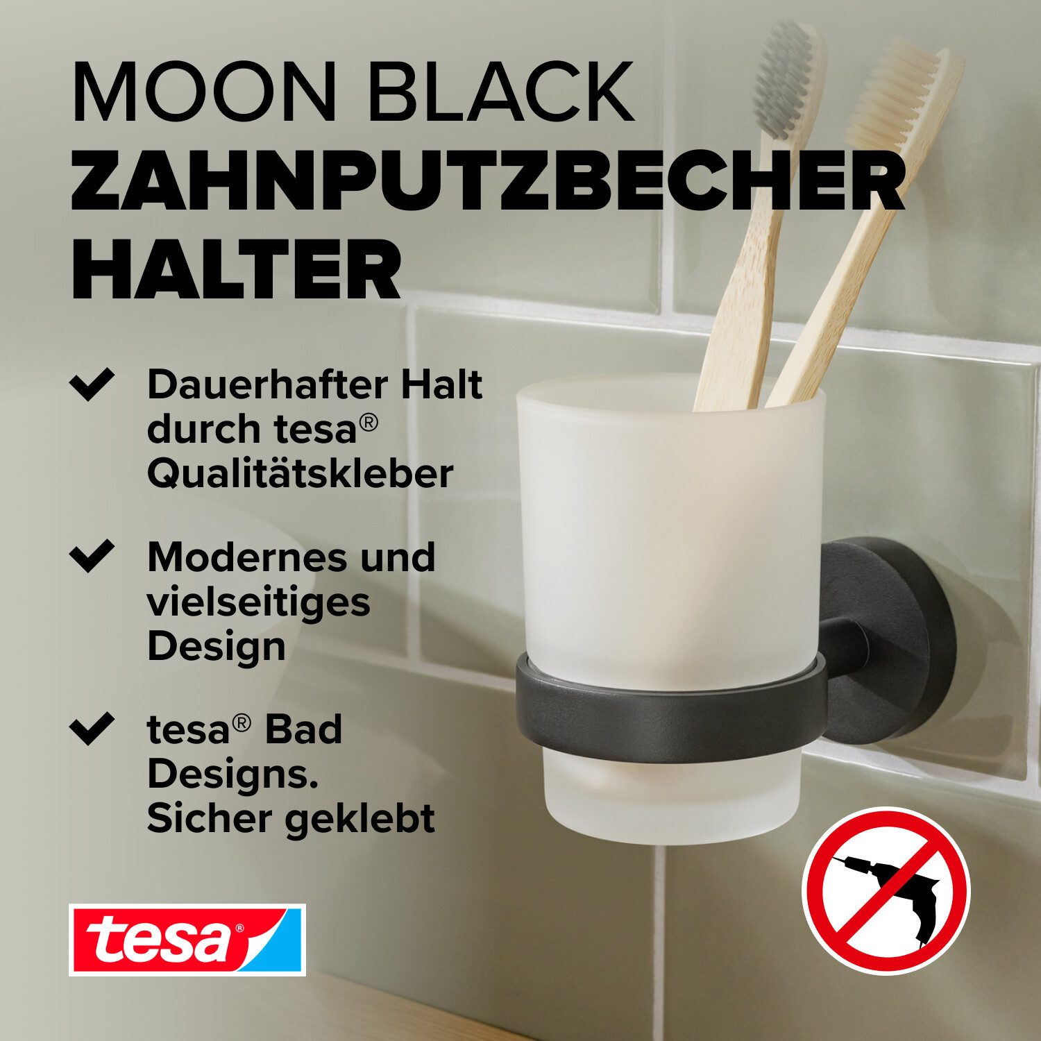 tesa Zahnputzbecher MOON Zahnputzbecherhalter ohne Bohren günstig online kaufen