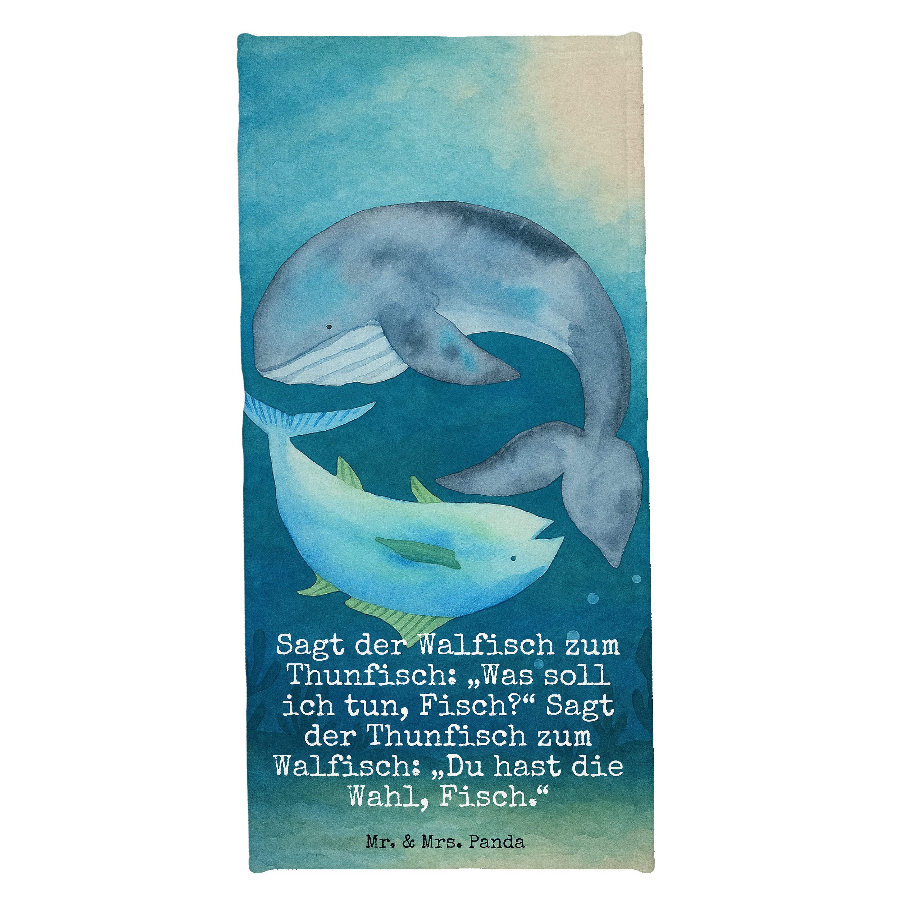 Mr. & Mrs. Panda Handtuch Walfisch Thunfisch Design, Badehandtuch, Gelb Pastell, Badelaken, Spr, Kunstfaser (Packung), Spruch Des Tages Wahl Baumwollhandtuch
