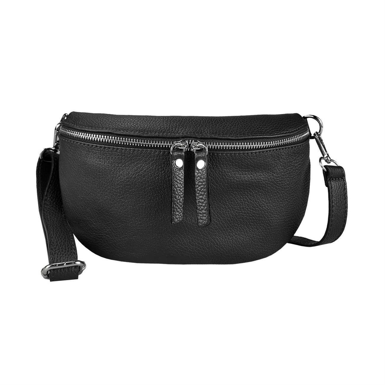 ITALYSHOP24 Bauchtasche Damen Leder Gürteltasche Hüfttasche CrossBody Bag, als Schultertasche, CrossOver, Umhängetasche tragbar