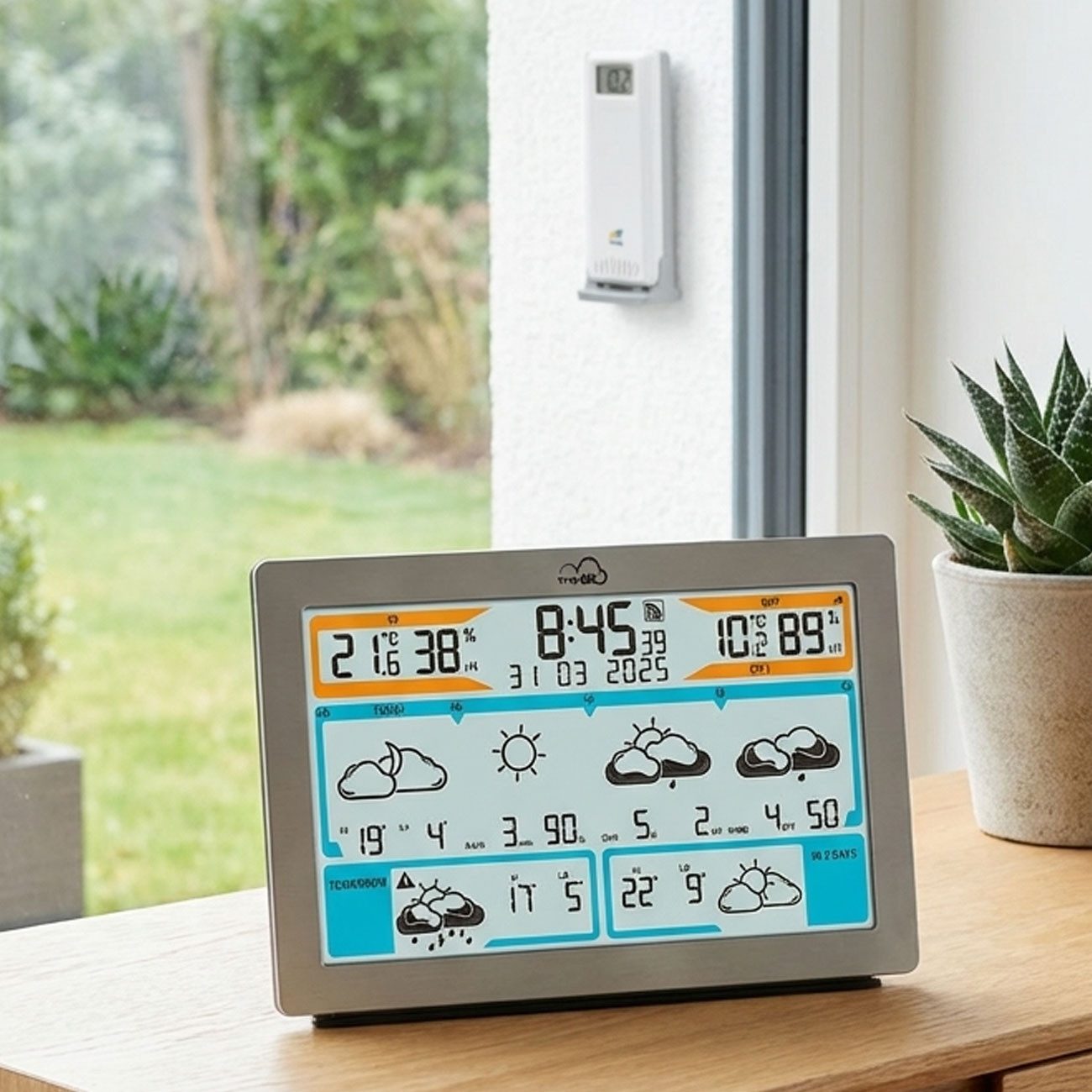 TFA Dostmann WLAN Funk-Wetterstation, wetter.com-Prognose, TFA.me, 100m, Silber Funkwetterstation (Digital-Thermometer, Hygrometer, Warnung, Metall-Optik)