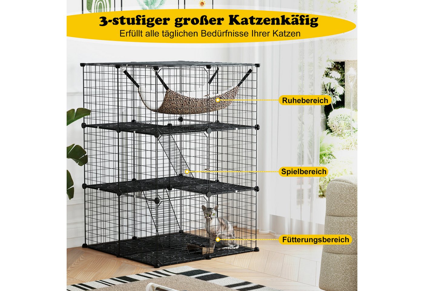 Thumbnail - KOMFOTTEU Tierhaus, Haustierkäfig aus Metall für Katzen & Haustier