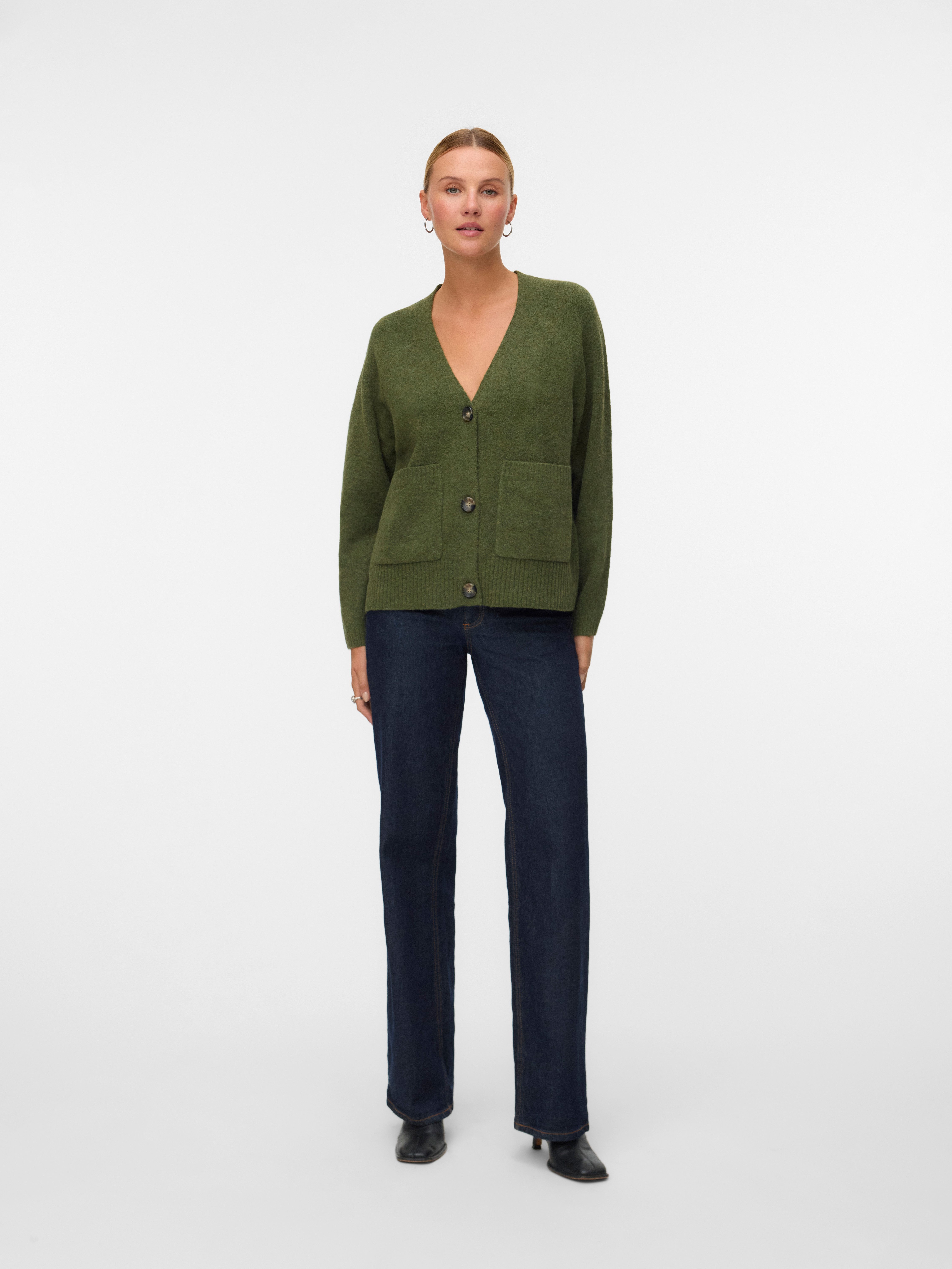 Vero Moda Strickjacke VMBOOM LS V-NECK BUTTON CARDIGAN GA NOOS Materialmix, loose fit