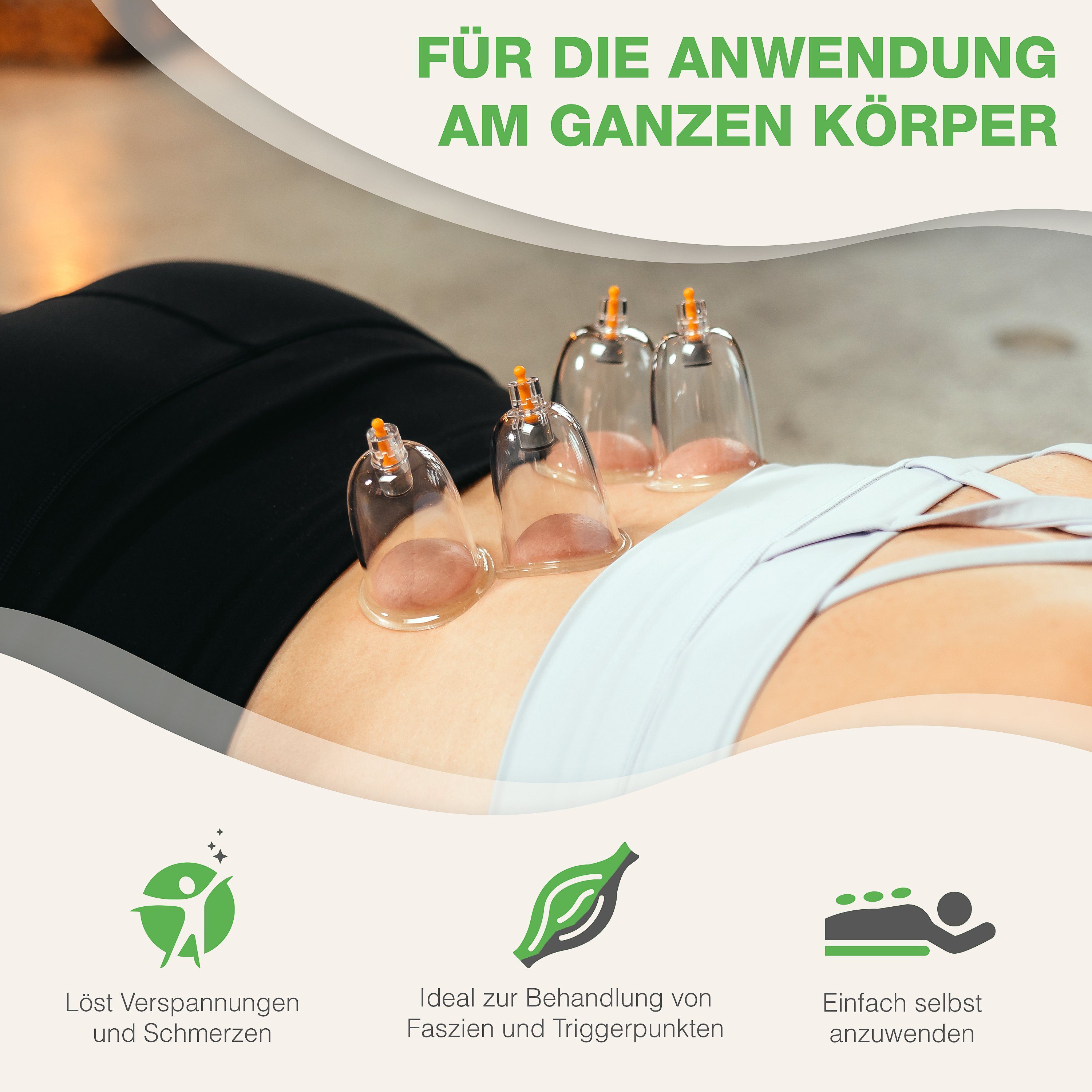 BACKLAxx® Vakuum-Massager Schröpfgläser Set mit Vakuumpumpe - Hochwertiges Schröpfset, 24x Glocken, 6x Therapiemagnete, 1x Vakuumpumpe, 1x Faszienschaber, 1x Sc – Bild 4 von 5