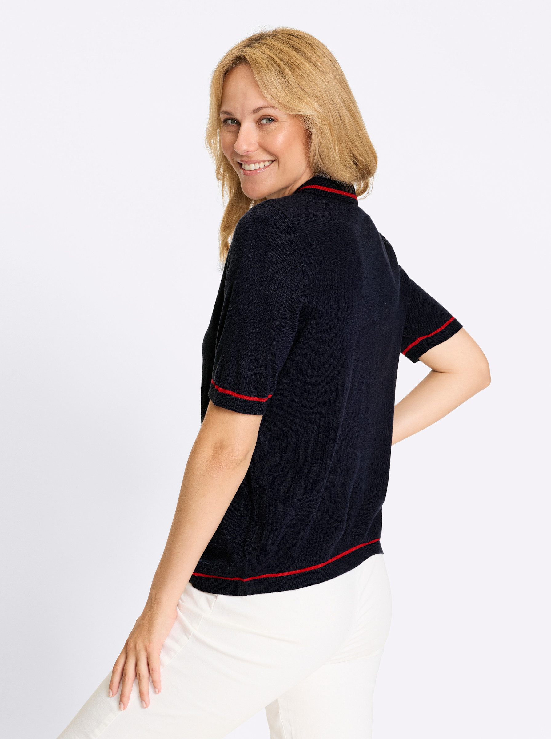 Sieh an! Strickpullover Polopullover Kurzarm Jersey günstig online kaufen