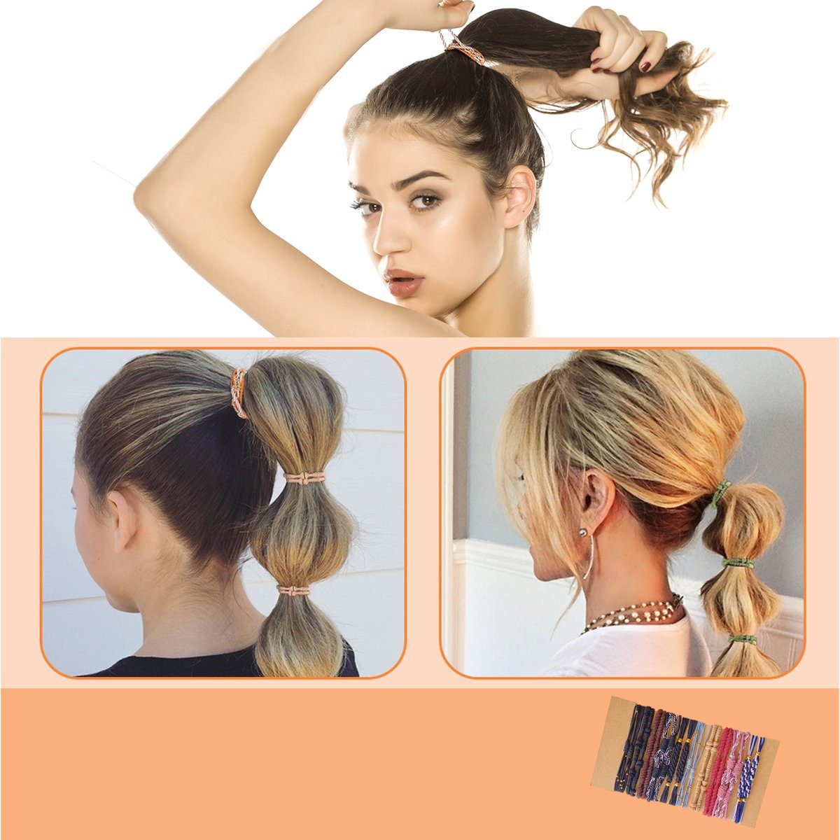 Jormftte Haargummi Haargummis Armbänder,elastische Mädchen Mehrfarbig2 für Frauen Haarband