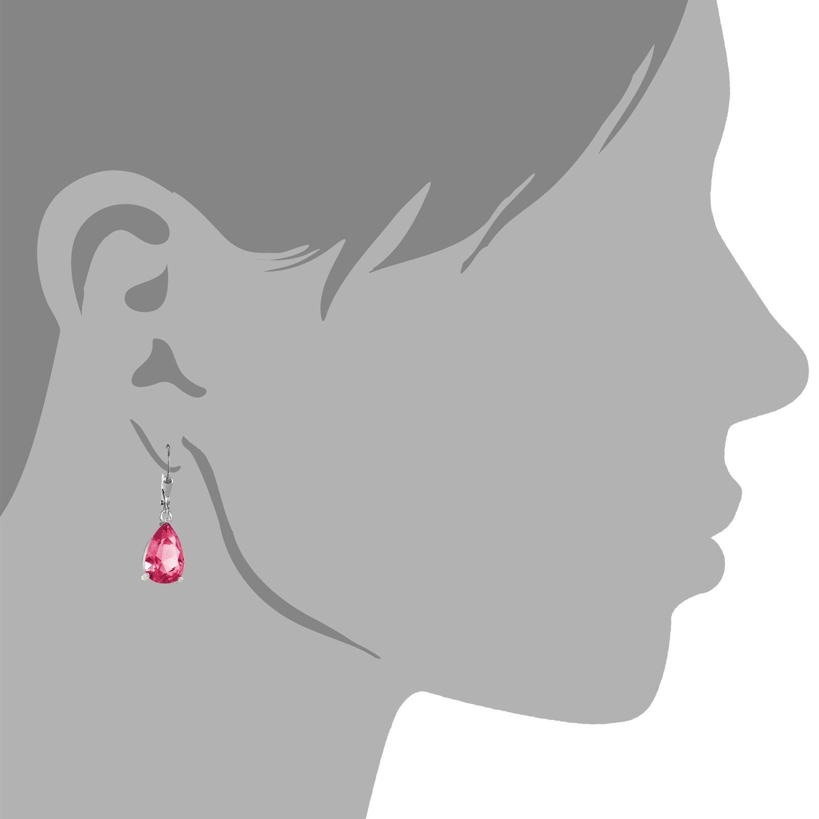 Damen 925er Paar Träne Ohrhänger SilberDream Ohrringe SilberDream silber, 925 Damen-Schmuck Sterling Silber, Farbe: aus rosa Ohrhänger (Ohrhänger),