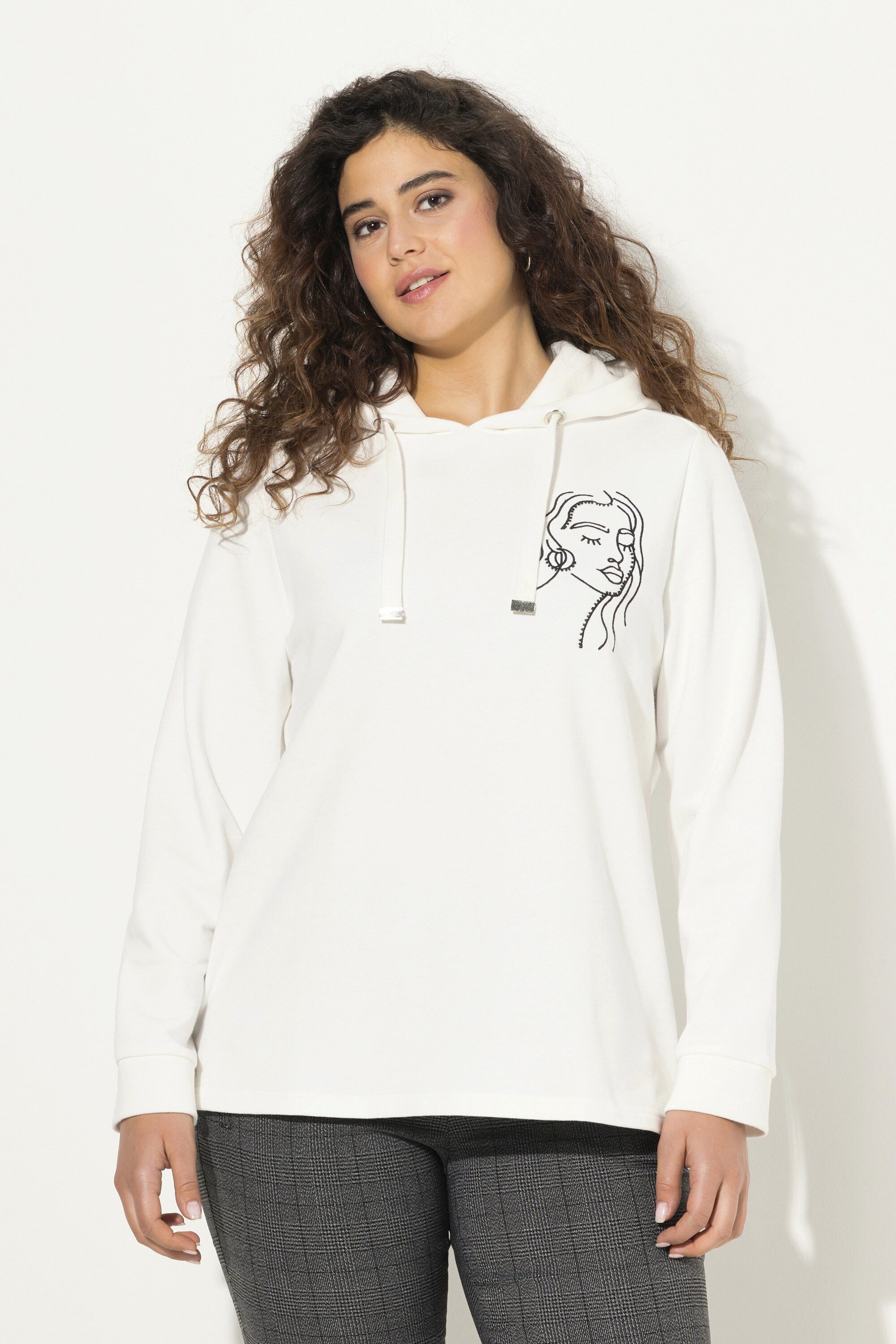 Ulla Popken Hoodie Hoodie Gesicht Classic Kapuze Langarm günstig online kaufen