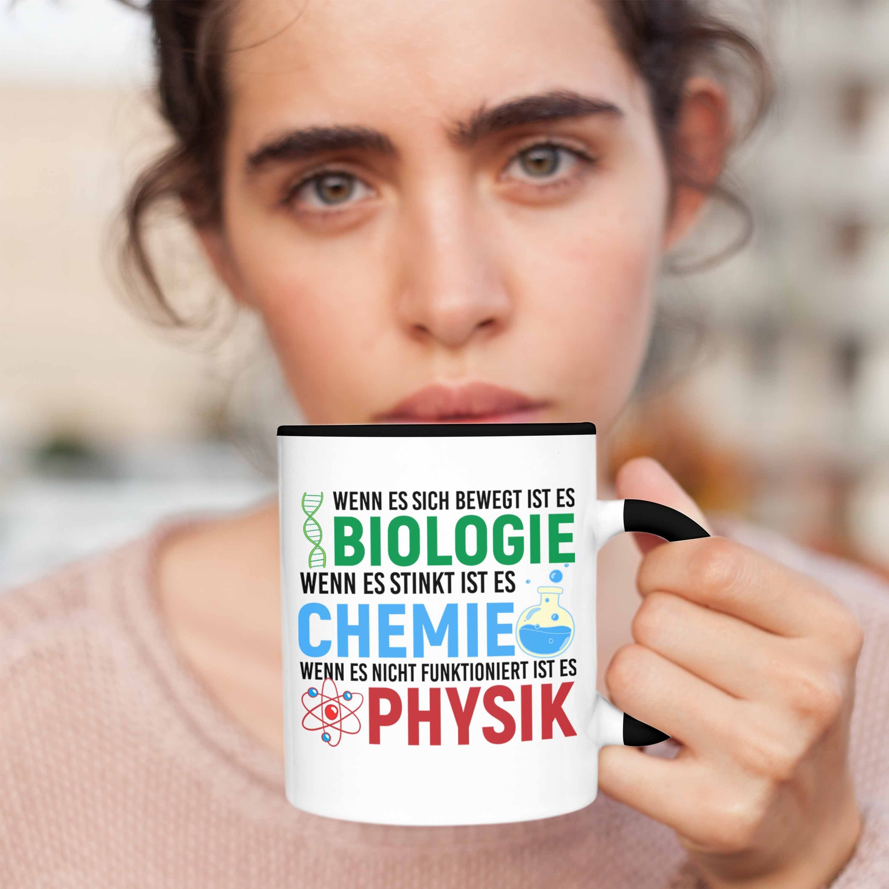 Trendation Tasse Tasse Geschenkidee Studium Trendation - Geschenk Schwarz Geschenkidee Nerd Chemie Physik Naturwissenschaften Student Biologie Lehrer