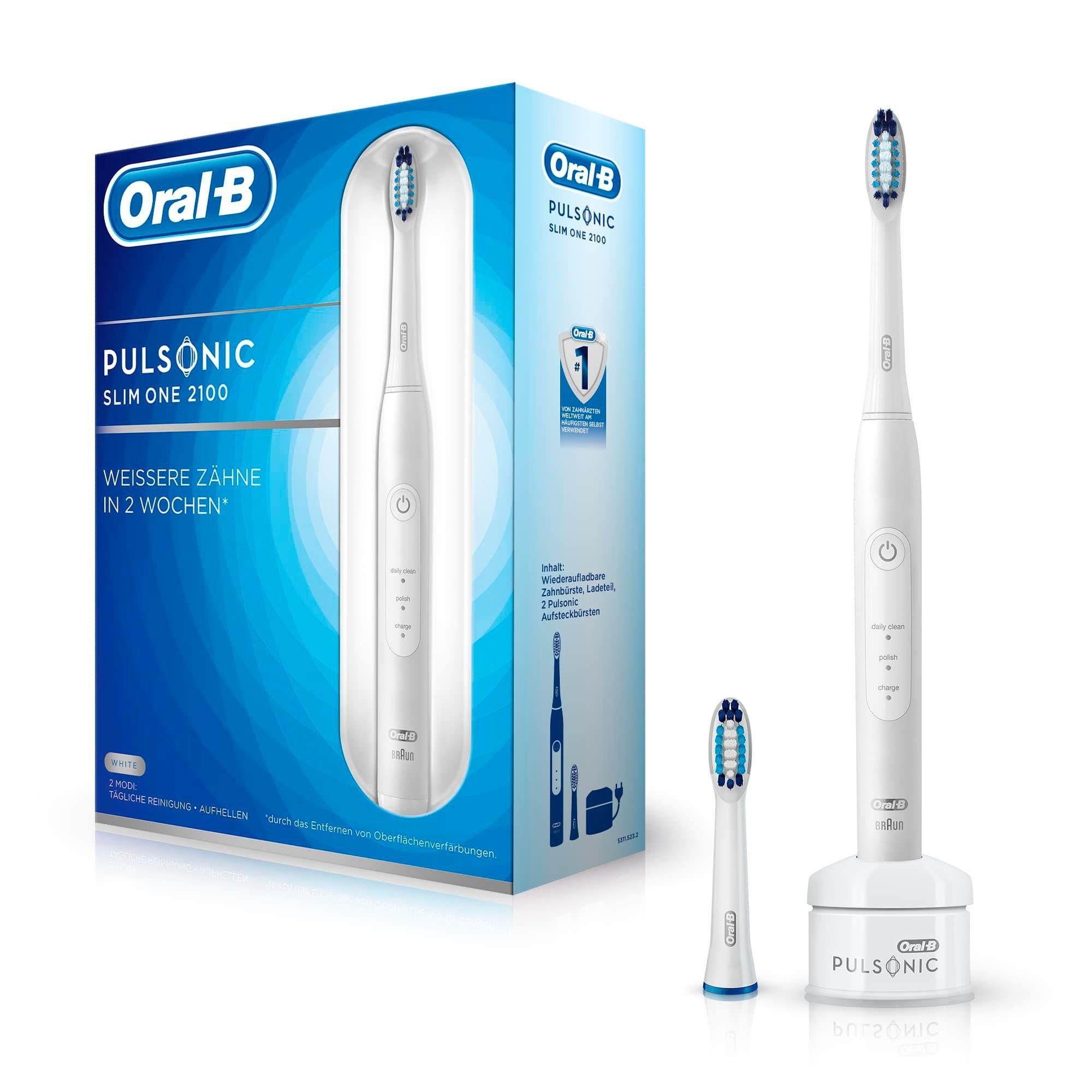 Oral B Schallzahnbürste Pulsonic Slim 2100, Aufsteckbürsten 2 St