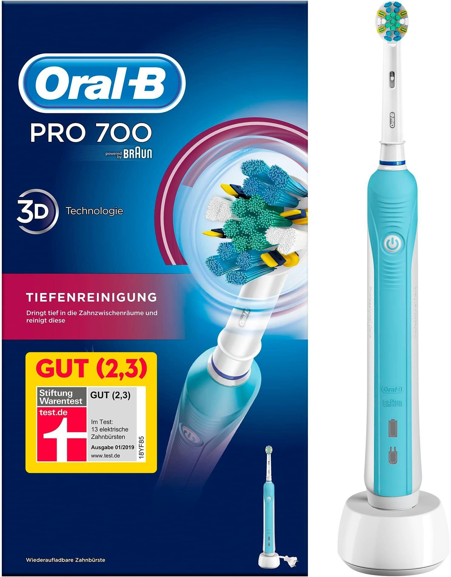 Zahnpflege Hellblau/Weiß ORAL-B PRO 700 Sensitive elektrische Zahnbürste  Elektrische Zahnbürsten