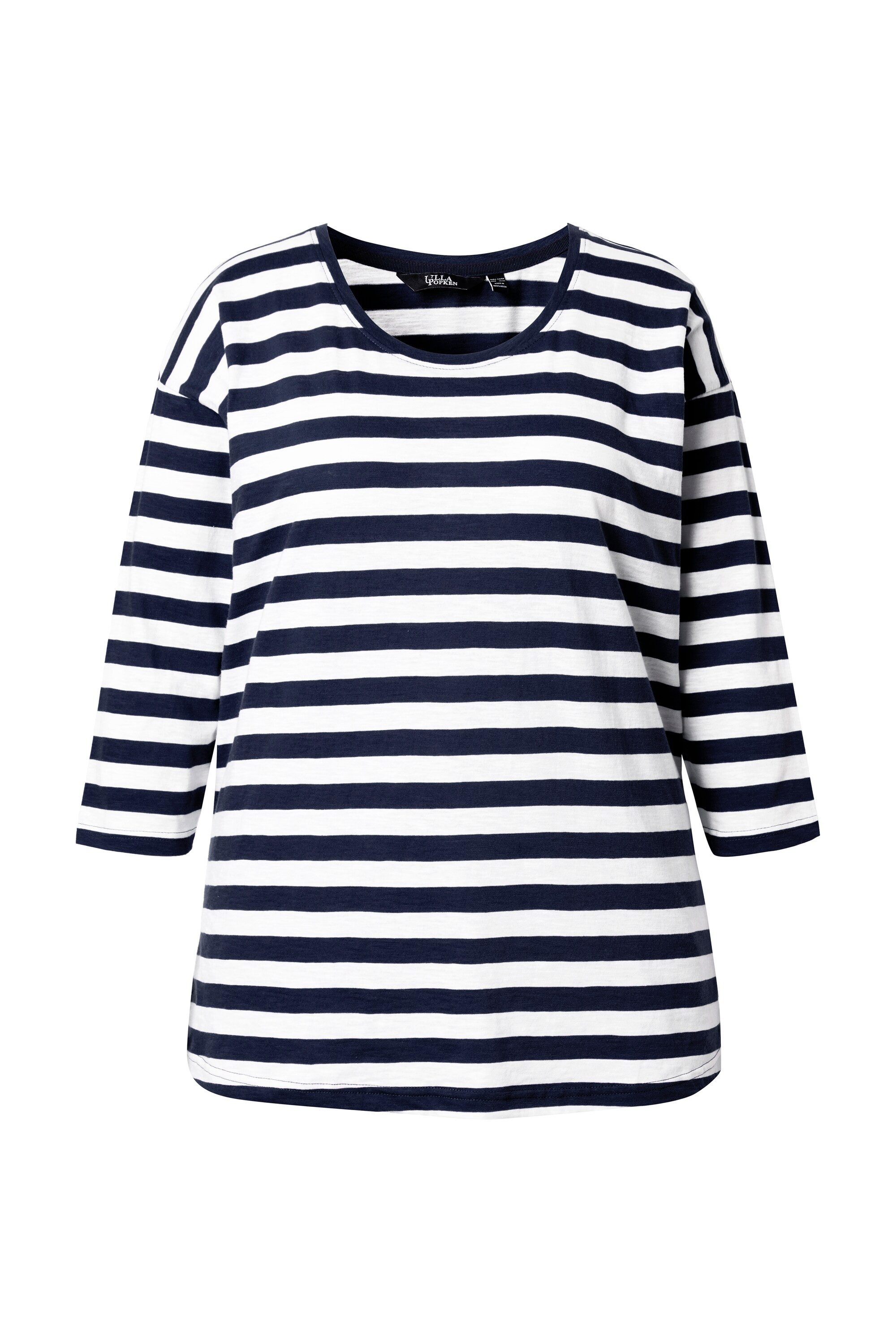 Ulla Popken T-Shirt Shirt Ringel Oversized Rundhals Langarm günstig online kaufen