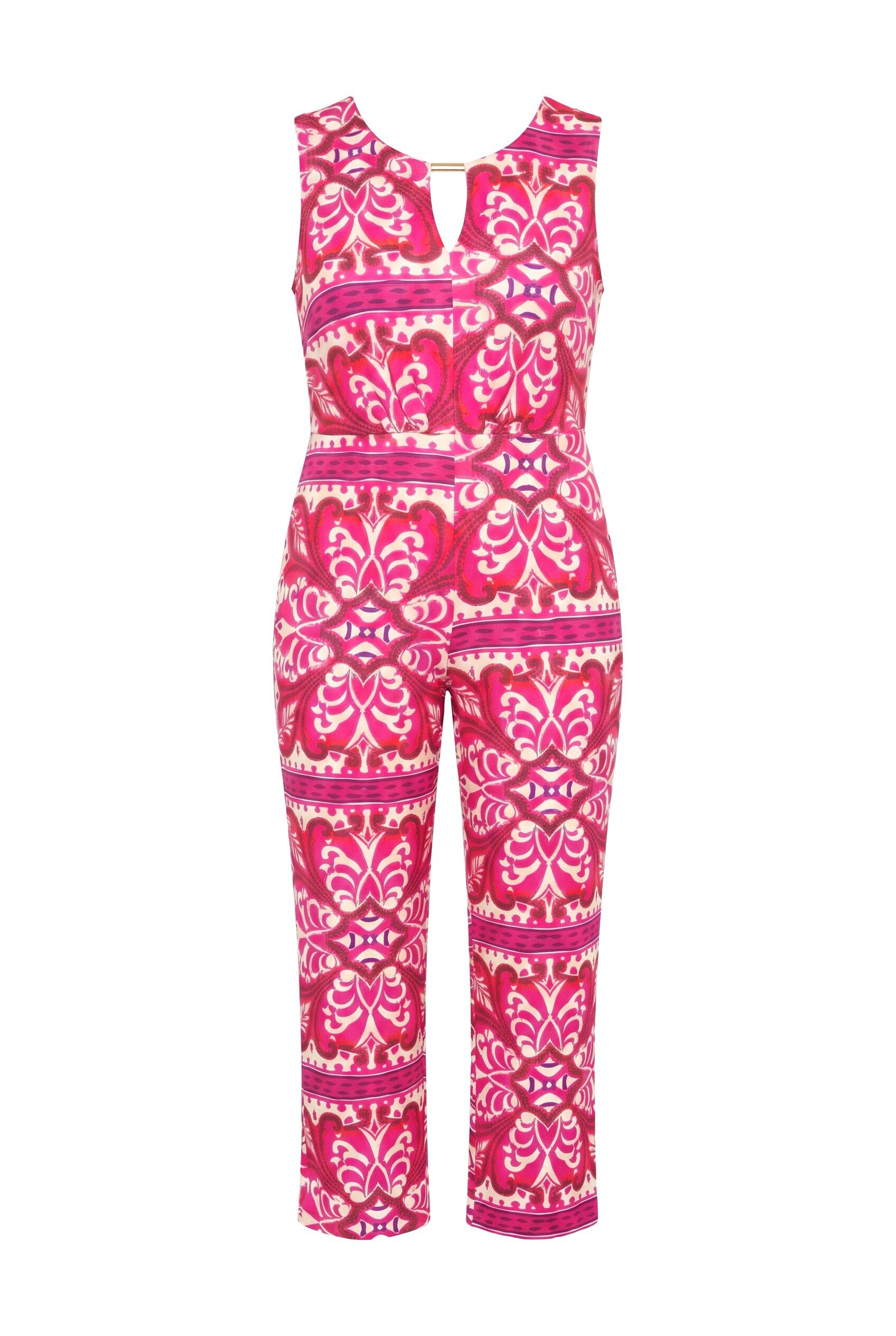 Ulla Popken Funktionshose Jersey-Jumpsuit weites Bein Rundhals ärmellos