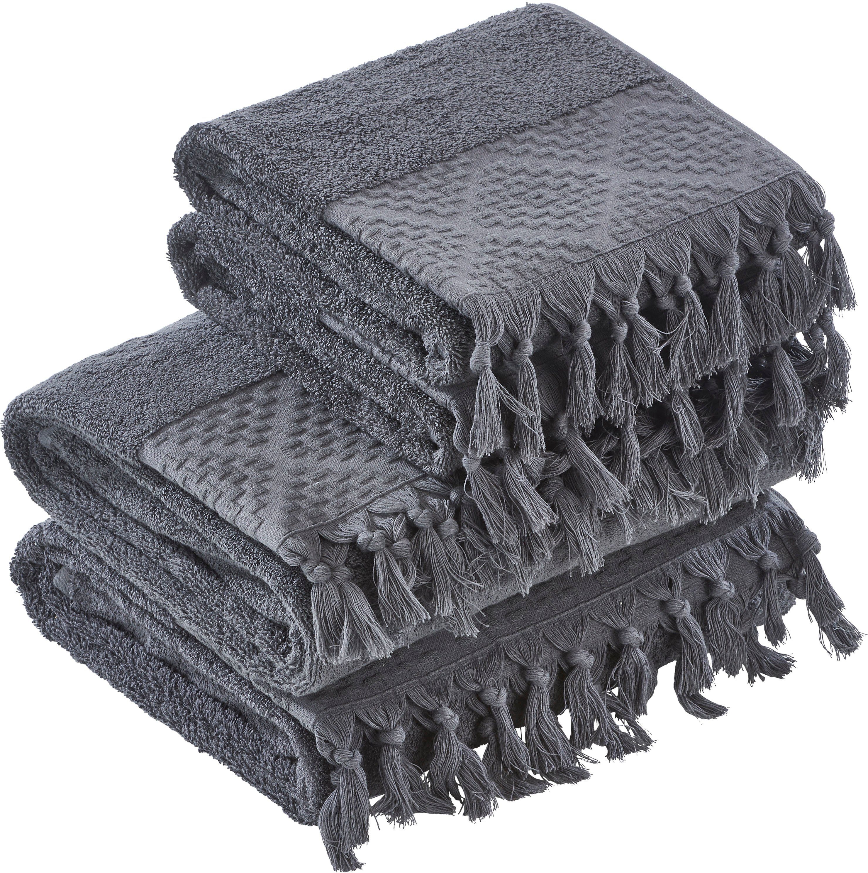 done.® Handtuch Set Provence Bohéme, Walkfrottier (Set, 4-St), Uni Farben, günstig online kaufen