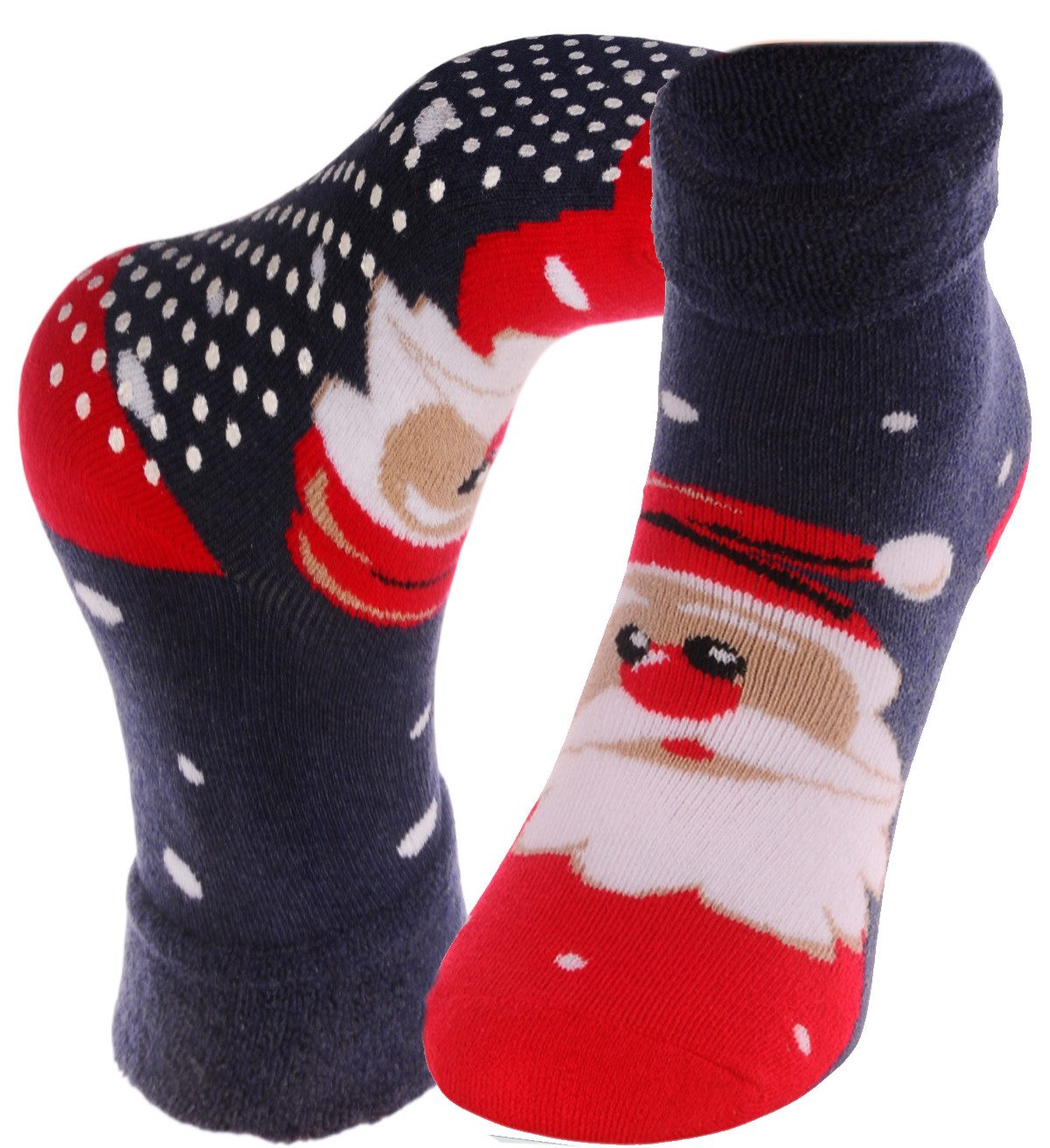 Martinex Thermosocken Socken Weihnachten warme Kinder Weihnachtssocken Antirutschsocken weich, warm, genoppt, mit Weihnachtsmann, 35 28 39 40 41 42