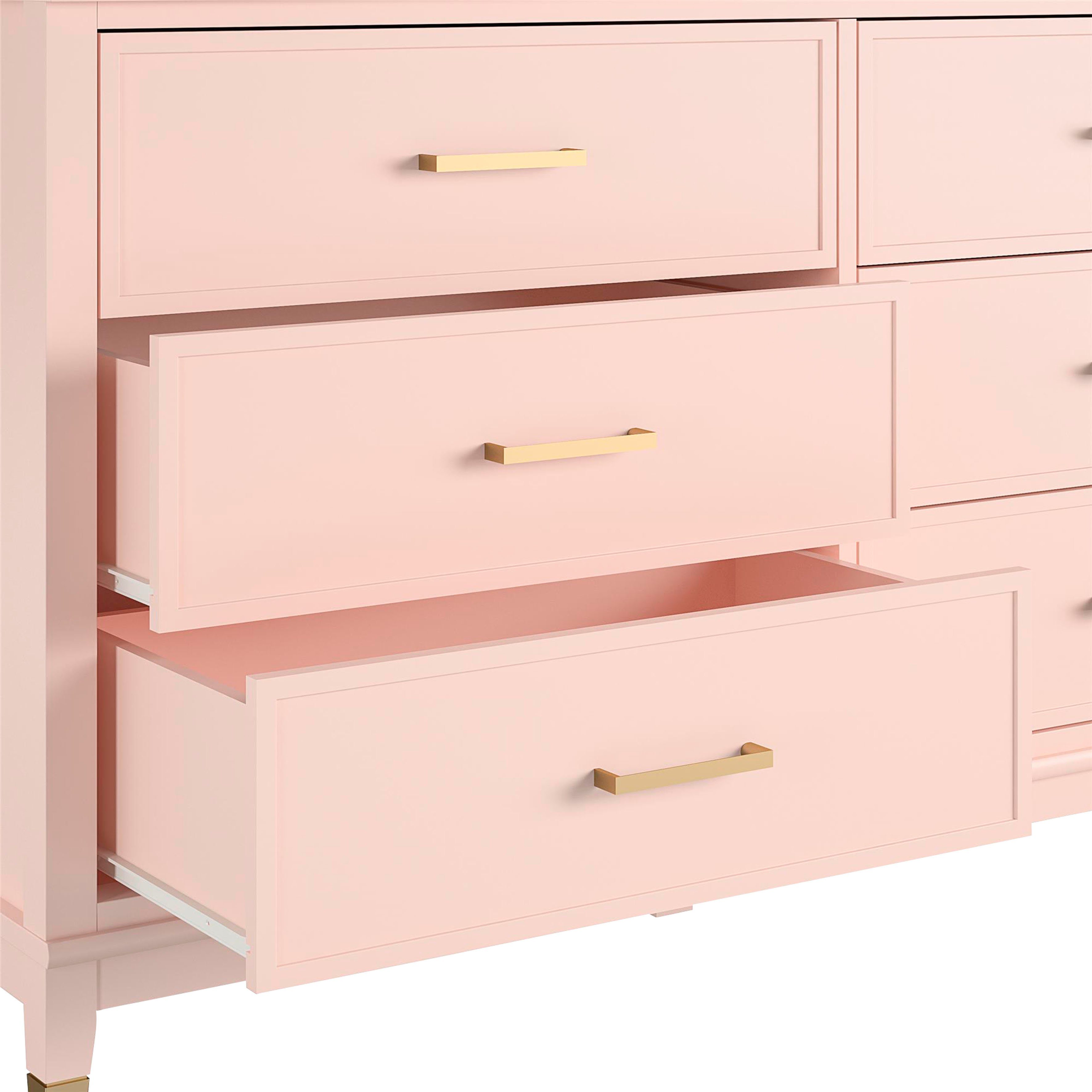 Massivholz, aus Höhe mit by cm, 6 cm rosa 85 Cosmopolitan Beine CosmoLiving Westerleigh, | rosa 145 Breite MDF, Schubladen, Kommode