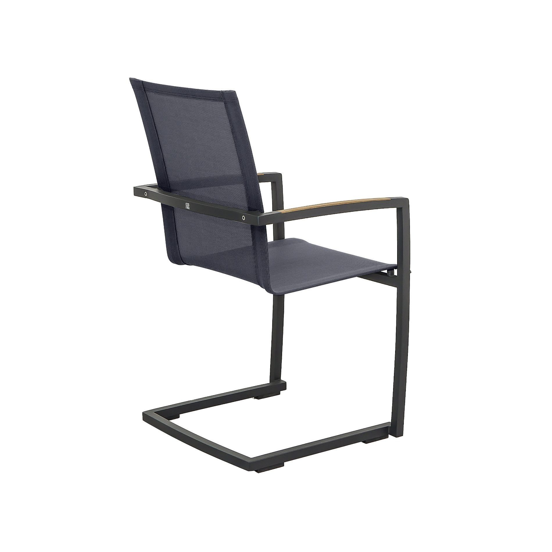 CASA DOMA Gartenstuhl Mineo, stapelbarer Freischwinger Edelstahl anthrazit/Sunproof®/Teak