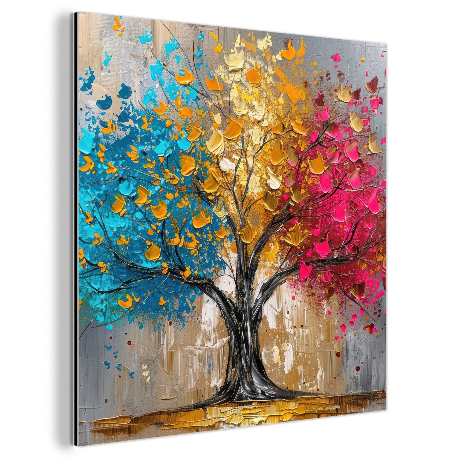 MuchoWow Metallbild Baum - Bunt - günstig online kaufen