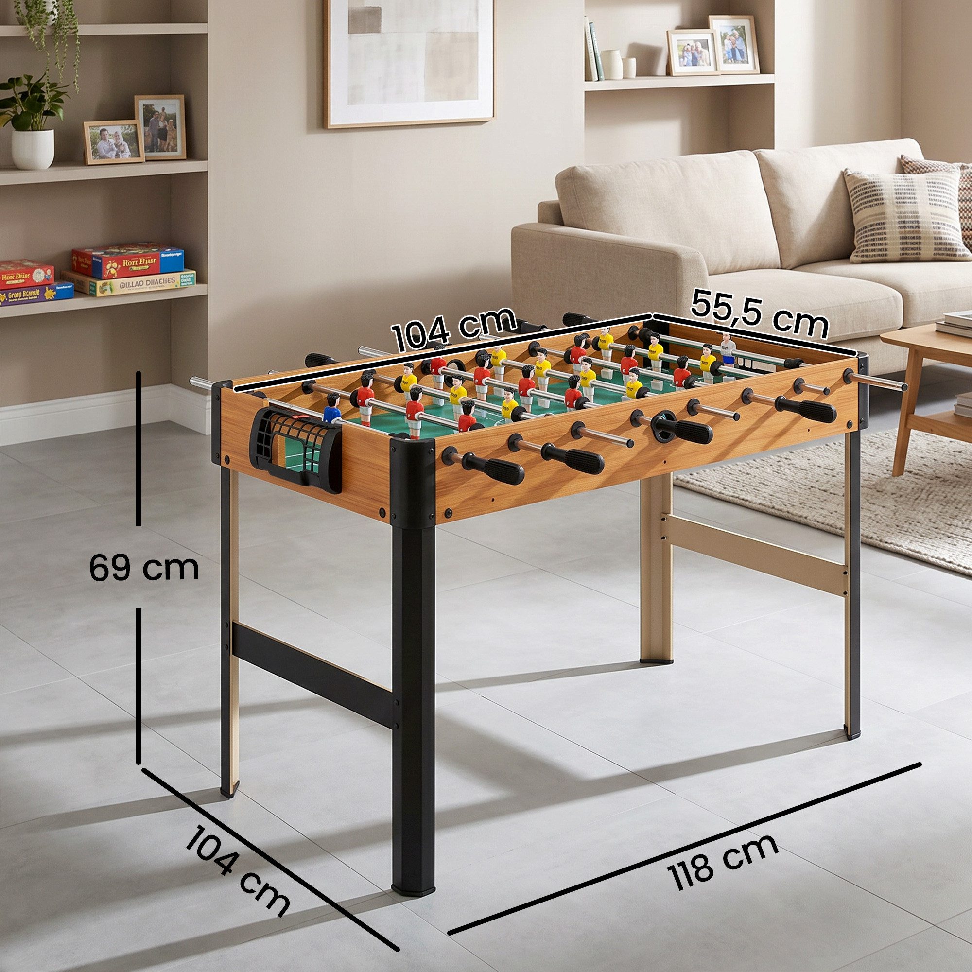 HOMCOM Kickertisch mit Punktezähler (Tischfußball, 1-tlg., Spieltisch), für Spielzimmer, Mehrfarbig