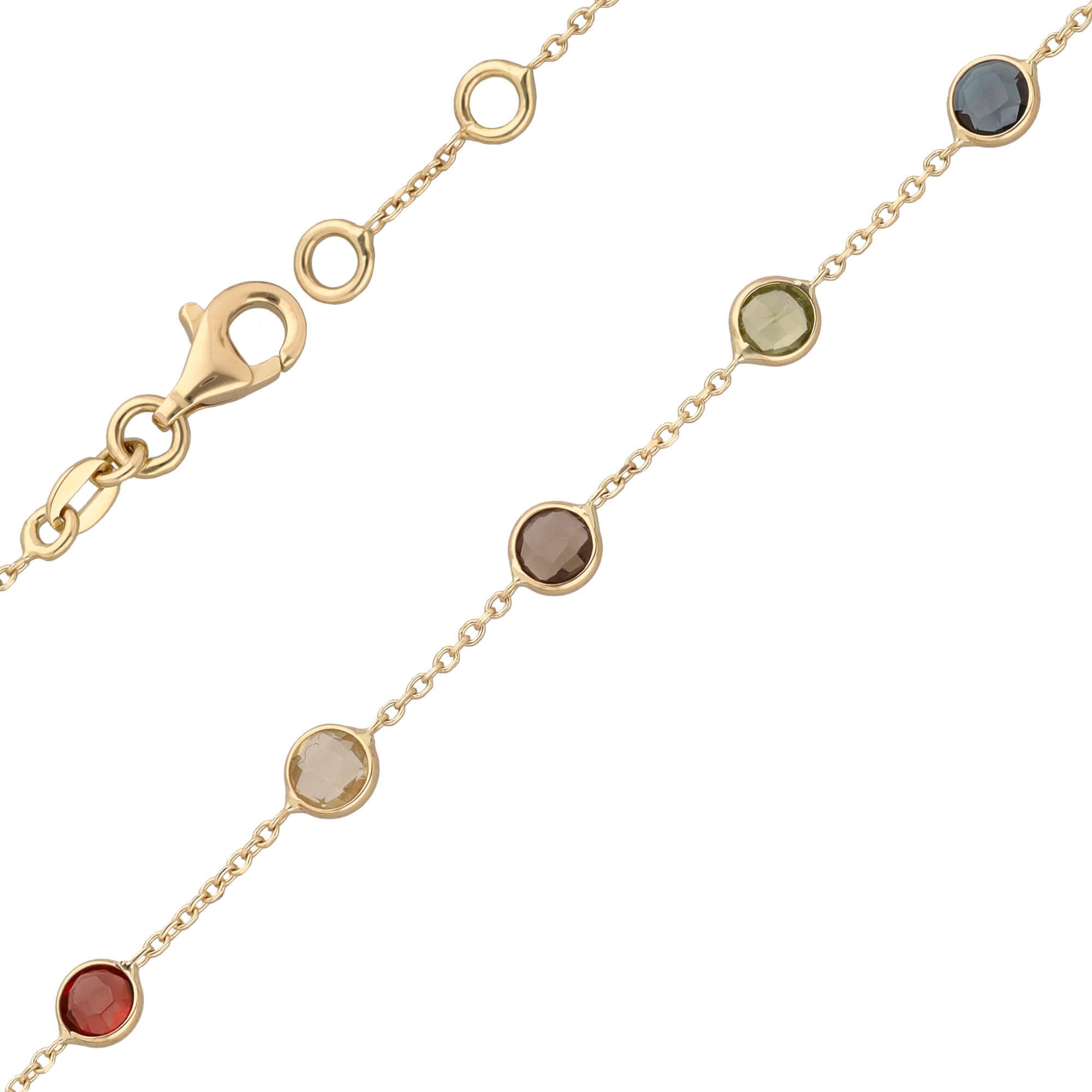 Schmuck Krone Goldarmband Armband aus 585 Gold mit Edelsteinen 19cm, Gold 585