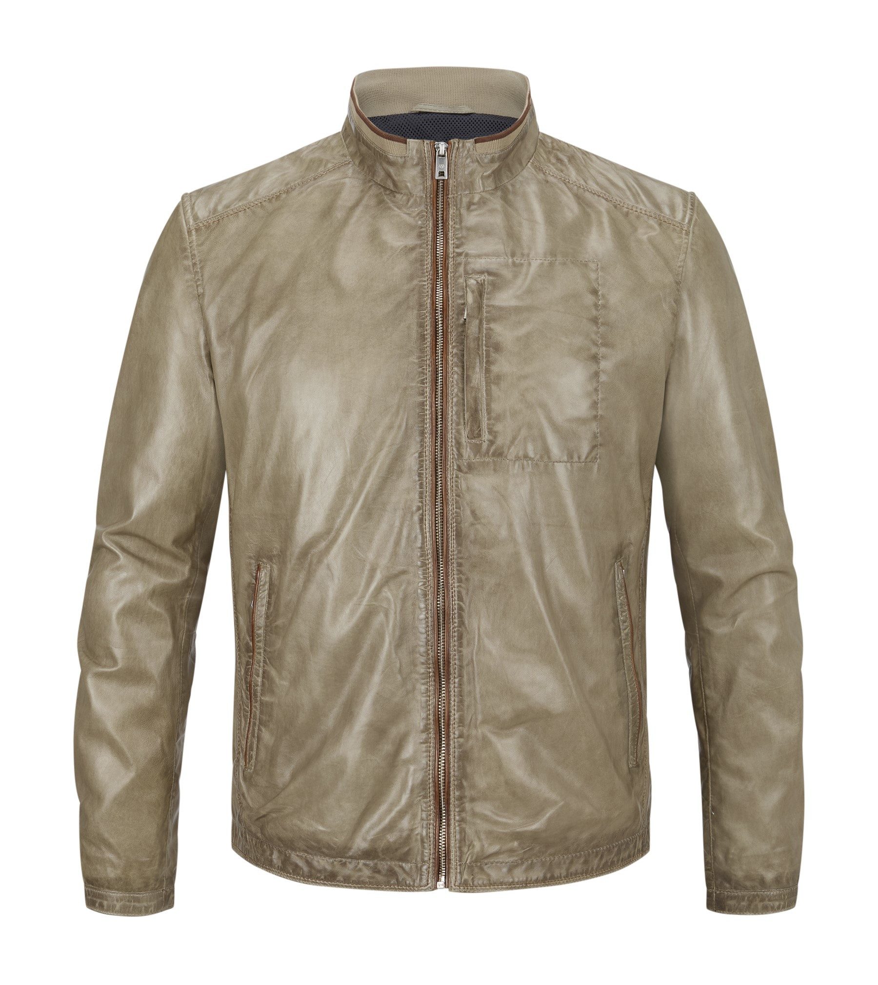 MILESTONE Lederjacke MSJumper aus feinem Lammleder Stehkragen mit Strickdetails – Bild 2 von 4