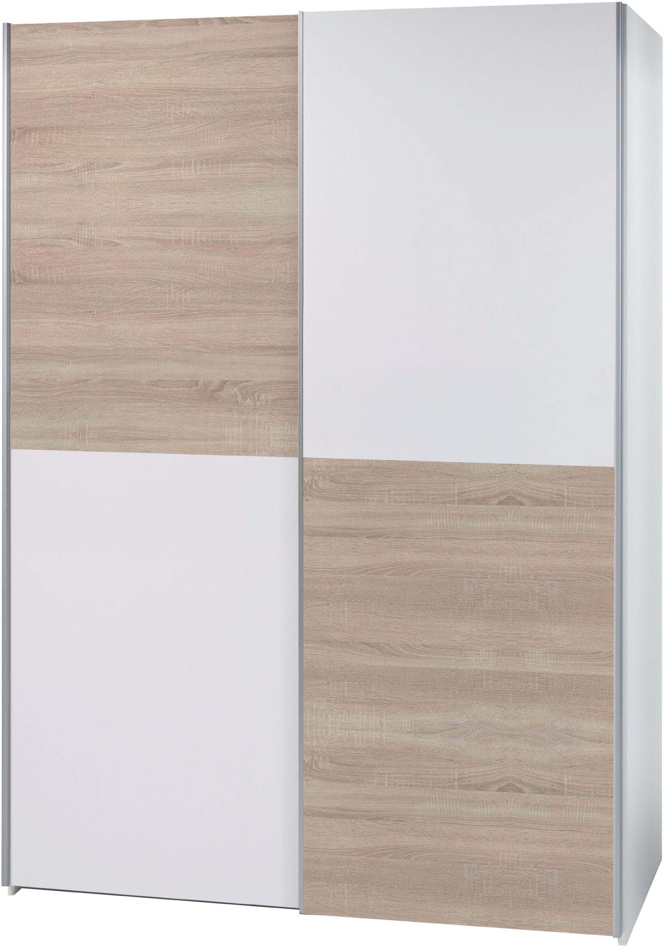 Schlafkontor Schwebetürenschrank Time Schrank, Kleiderschrank mit Schiebetüren 4 Türelemente als Schachbrettoptik