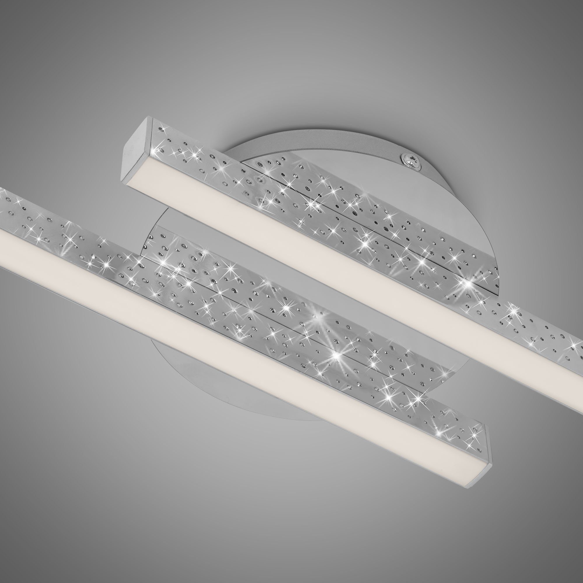 Briloner Leuchten LED Deckenlampe Deckenleuchte Glitzereffekt fest Warmweiß, LED 3000K 3517-028, verbaut, 10,5W 60x14x5,2cm 1400lm