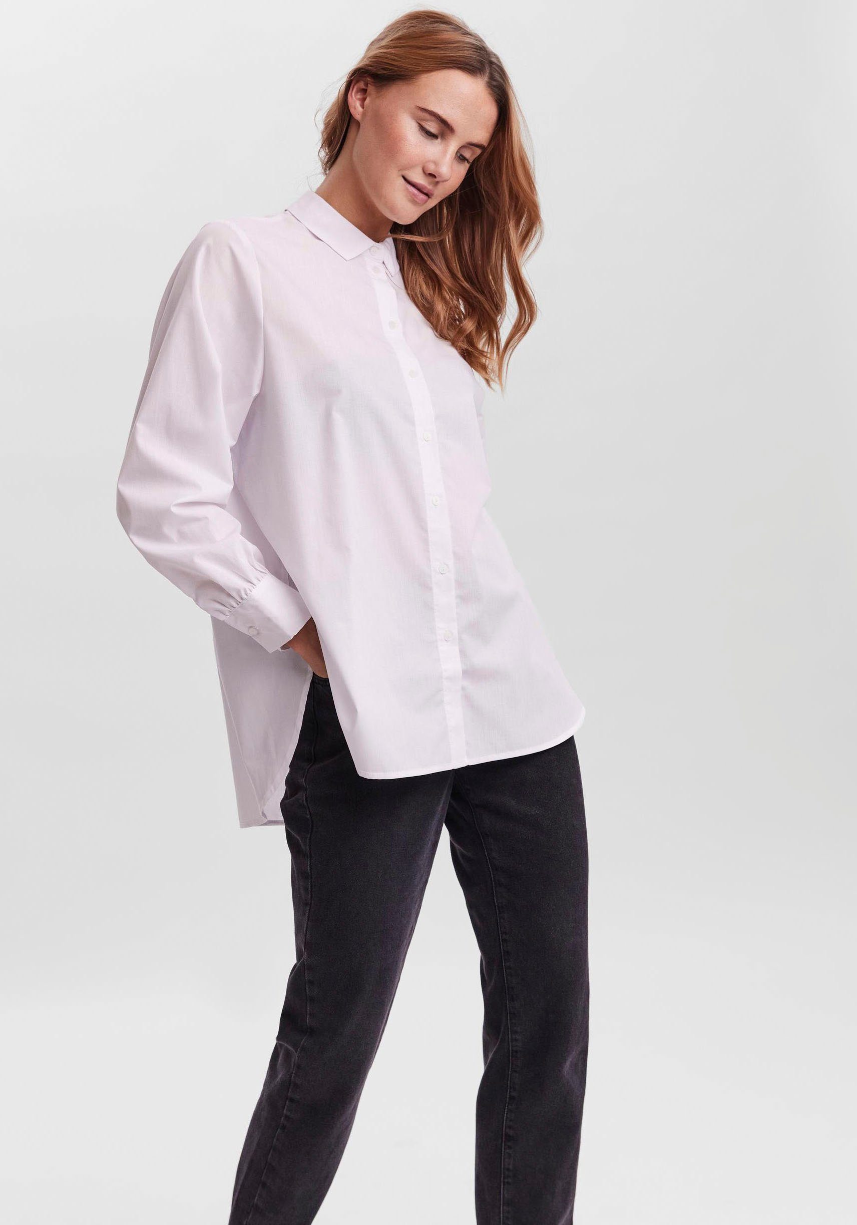 Vero Moda Longbluse VMELLA L/S BASIC SHIRT NOOS bright white | Blusenshirts