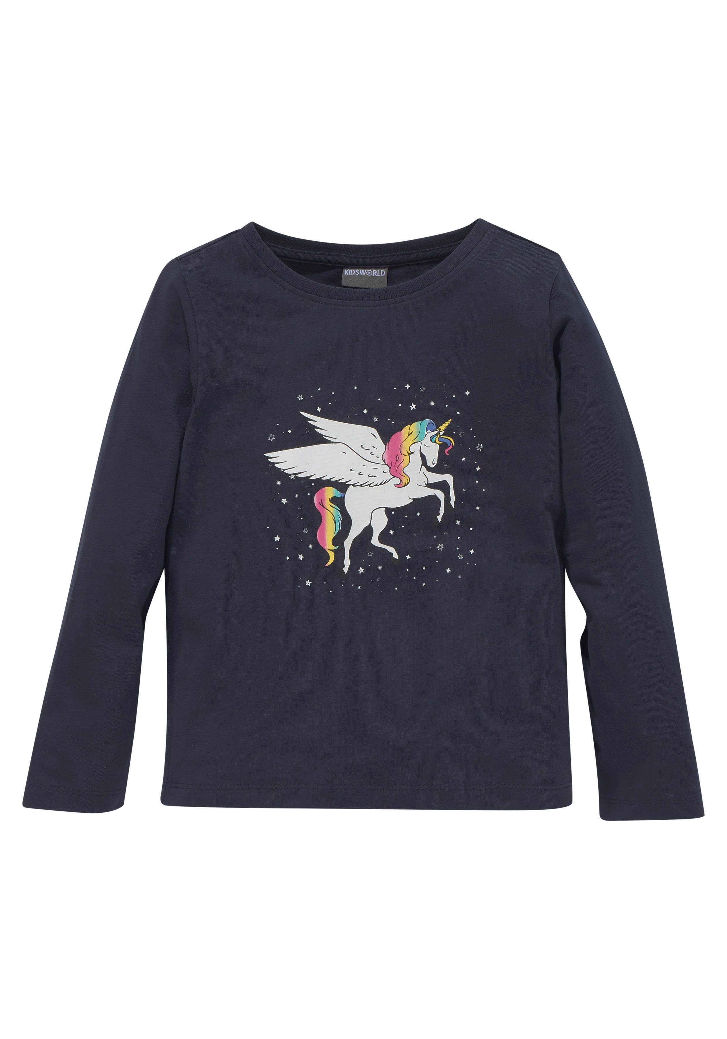 Einhorn Langarmshirt KIDSWORLD Druck süßem mit