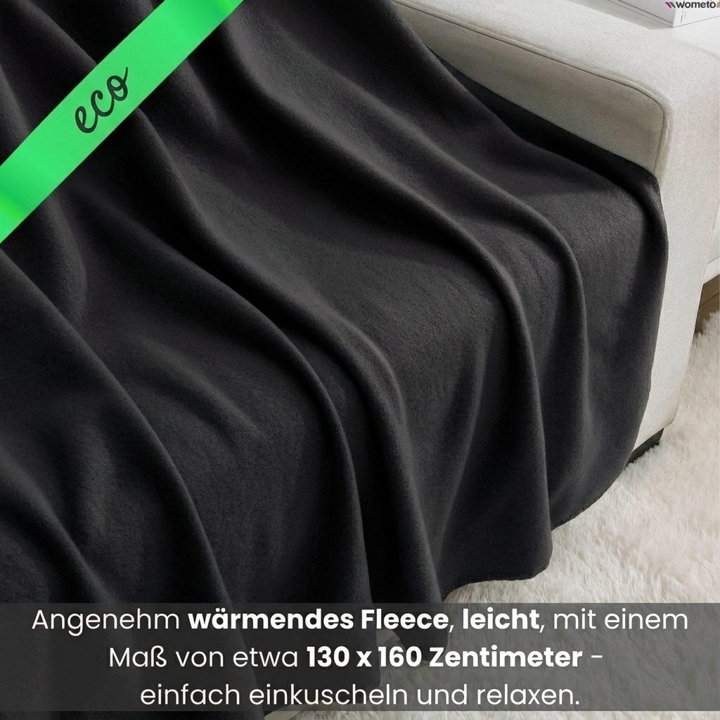 Wohndecke 2er Set eco-line Fleecedecke ca. 130x160, wometo, OEKO-TEX®, 100% recyceltes Material, Antipilling