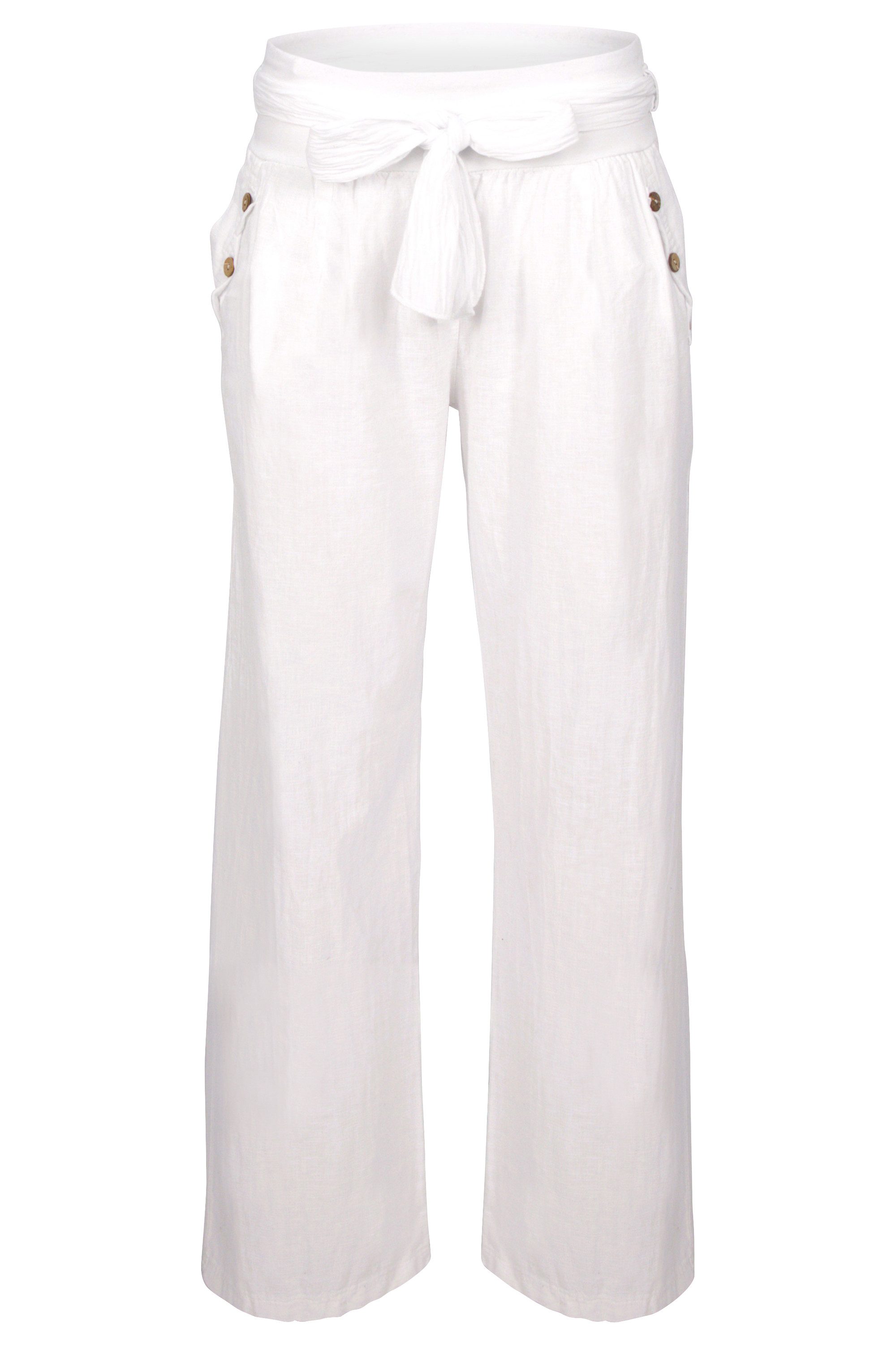 malito more than fashion Leinenhose malito Damen Hose aus Leinen, Stoffhose in Unifarben, feine Freizeit feine Leinen Hose mit Stoffbindegürtel
