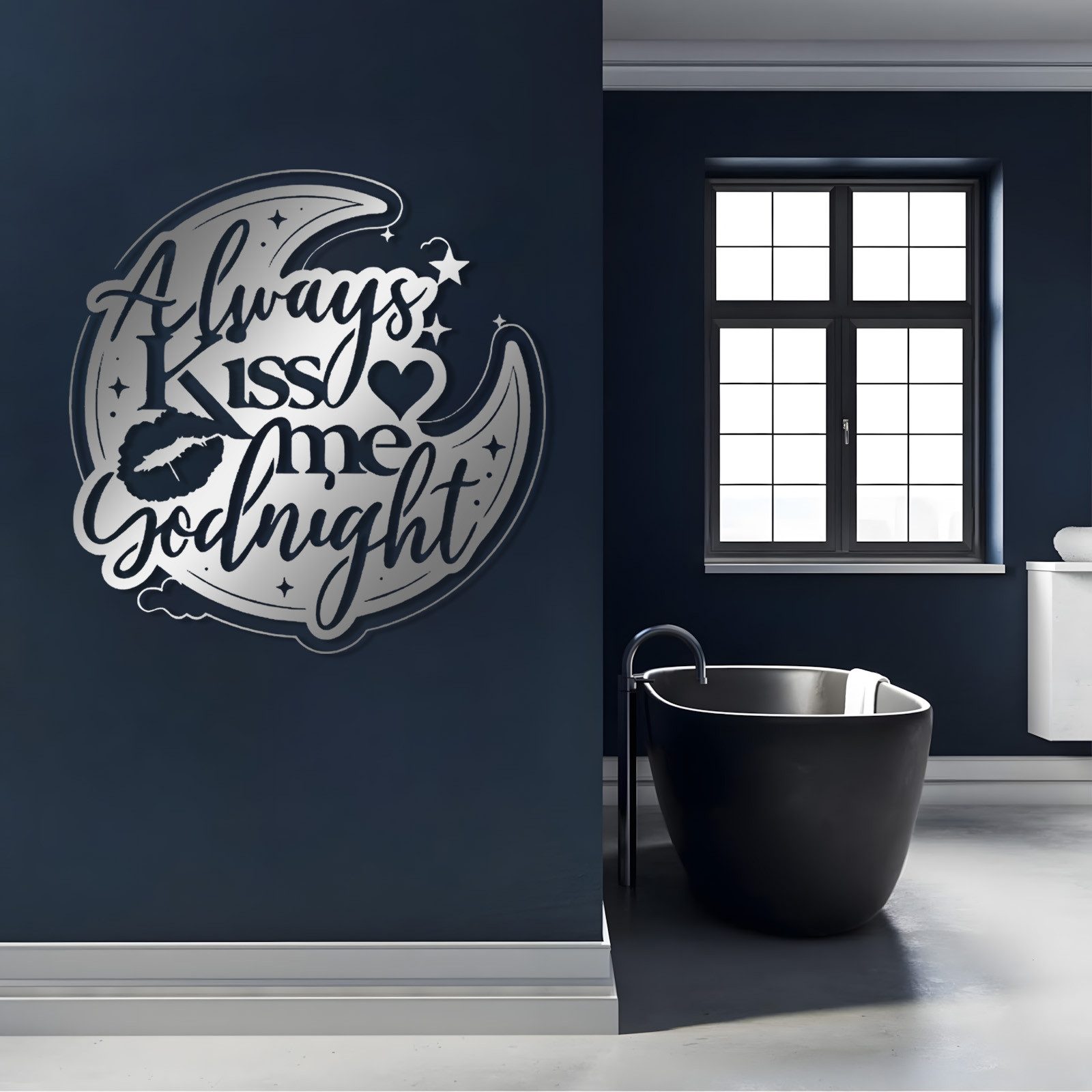 Jumpeak Wanddekoobjekt Wanddeko mit der Aufschrift „Kiss me“,Mond,Sternen, Herzen und Lippen, Metall,4 Farben,Liebe,Sternenhimmel,Romantischer, Schlafzimmer,53*53cm