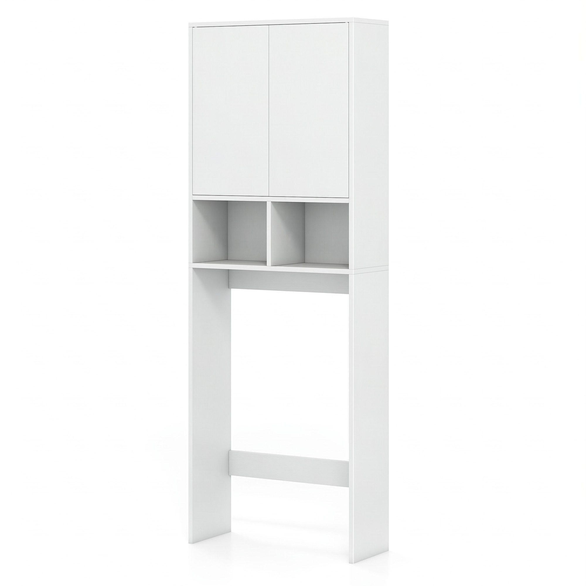 KOMFOTTEU Badregal, Toilettenregal Toilettenschrank mit 2 Türen & 2 offenen Fächern
