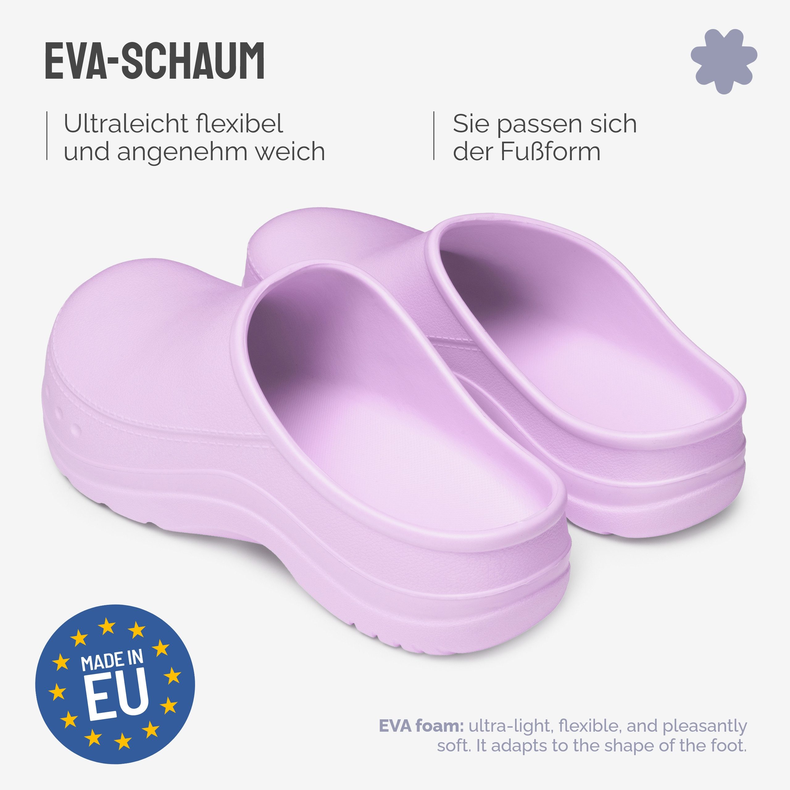 Ladeheid Gartenclogs für Damen Ultraleicht EVA Gartenschuhe LA-CA-25 Clog (38 EU, Helllila) Wasserdicht & Flexibel – Bild 2 von 5
