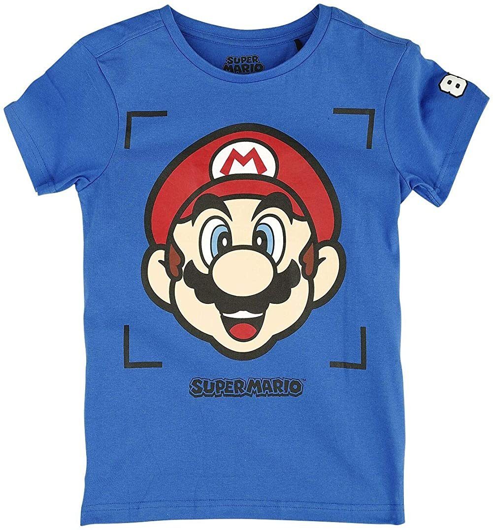 T-Shirt SUPER MARIO Face Kinder T-Shirt blau Jungen + Mädchen Gr.110/116 122/128 134/140 170/176 5 6 7 8 9 10 11 12 13 14 15 16 Jahre