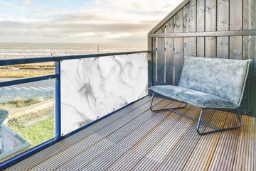 MuchoWow Balkonsichtschutz Marmor - Grau - Weiß - Abstrakt - Marmoroptik (1-St) Balkonbanner, Sichtschutz für den Balkon, Robustes und wetterfest