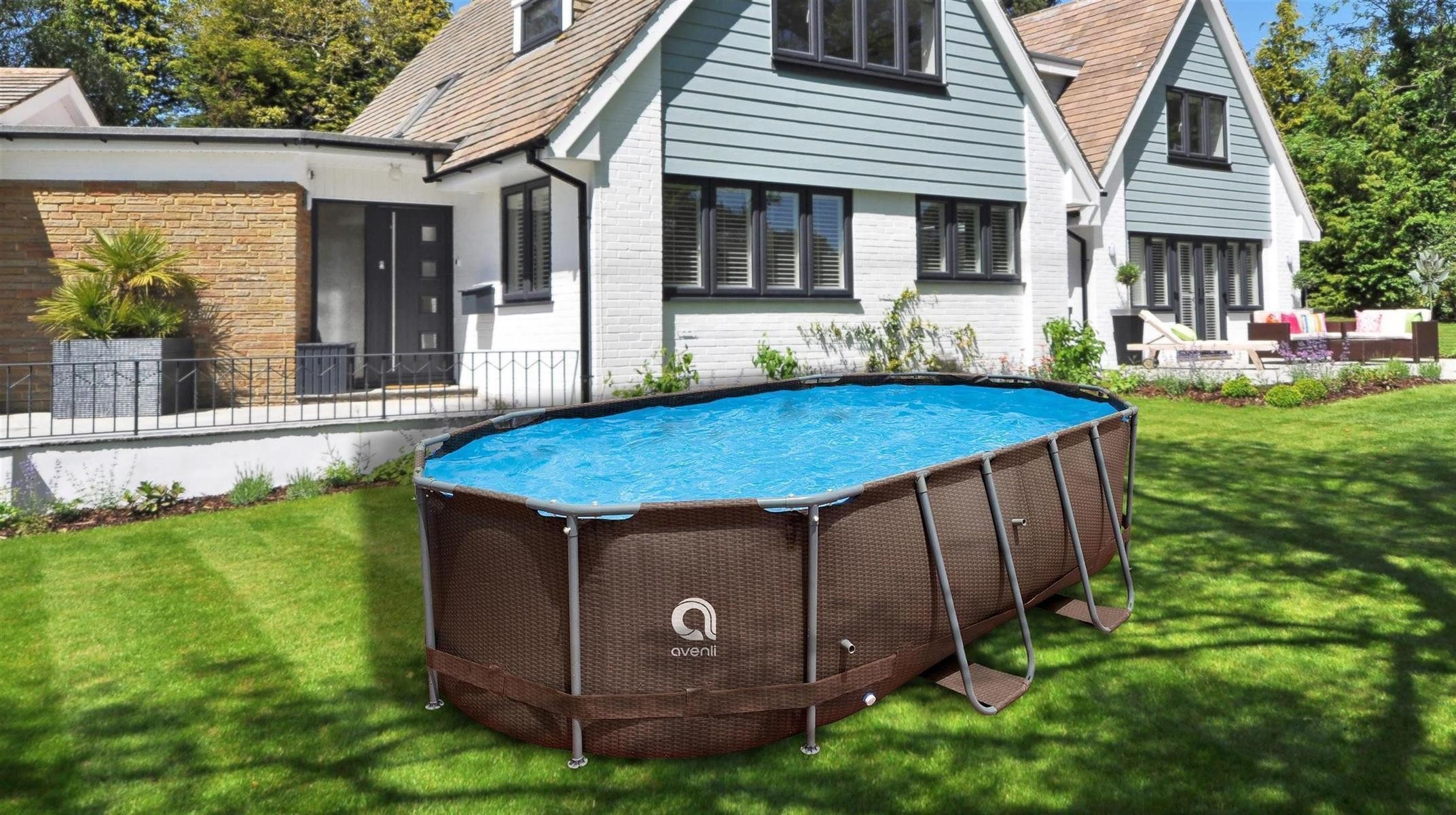 Avenli Framepool Frame Oval Pool 427 x 275 x 100 cm, Aufstellpool (Stahlrahmenpool, ohne Zubehör), Auch als Ersatzpool geeignet