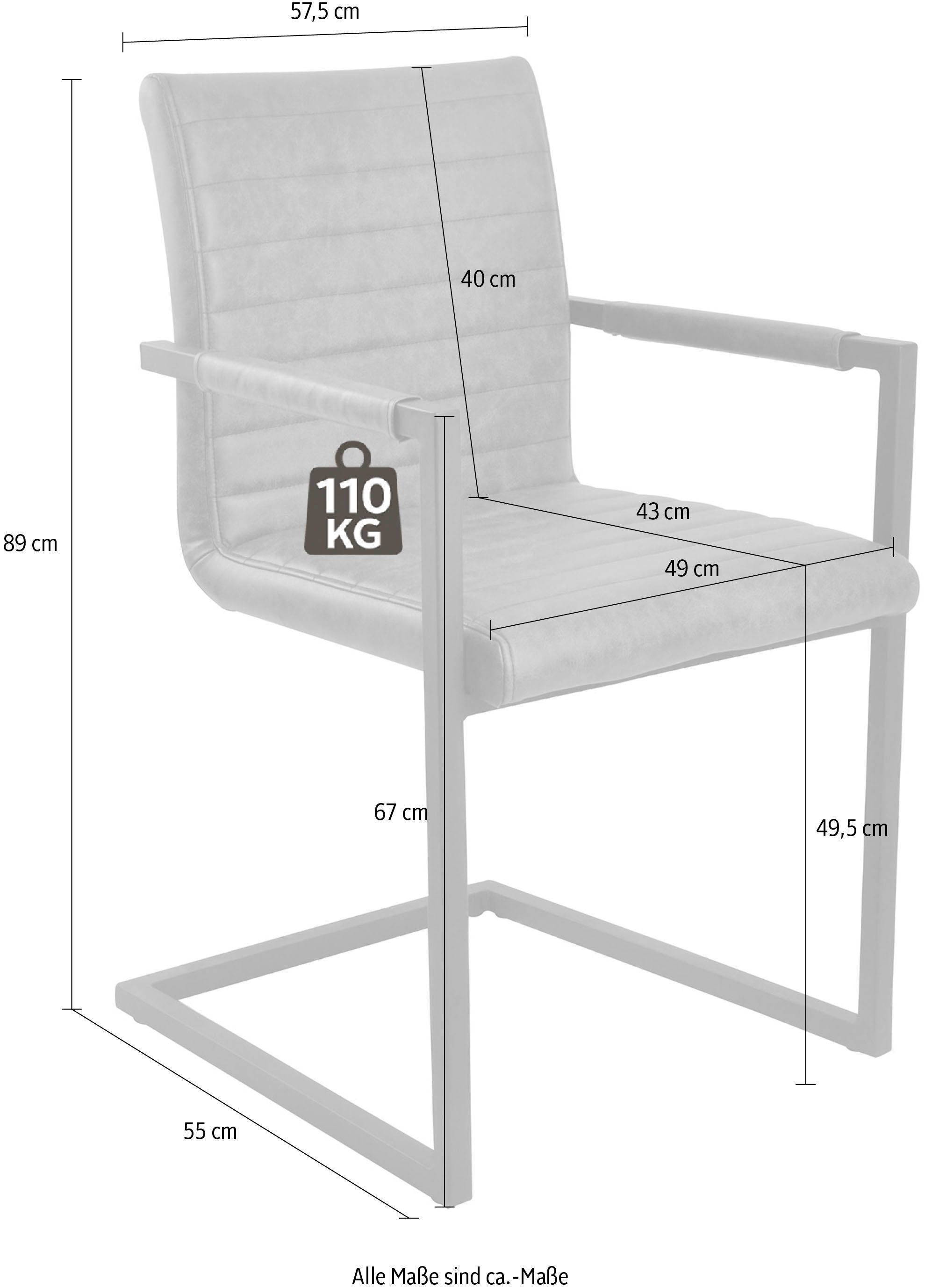 dunkelbraun SalesFever Freischwinger Quersteppung und Rücken- Armlehnstuhl Sitzbereich, (Set, St), auf mit 2