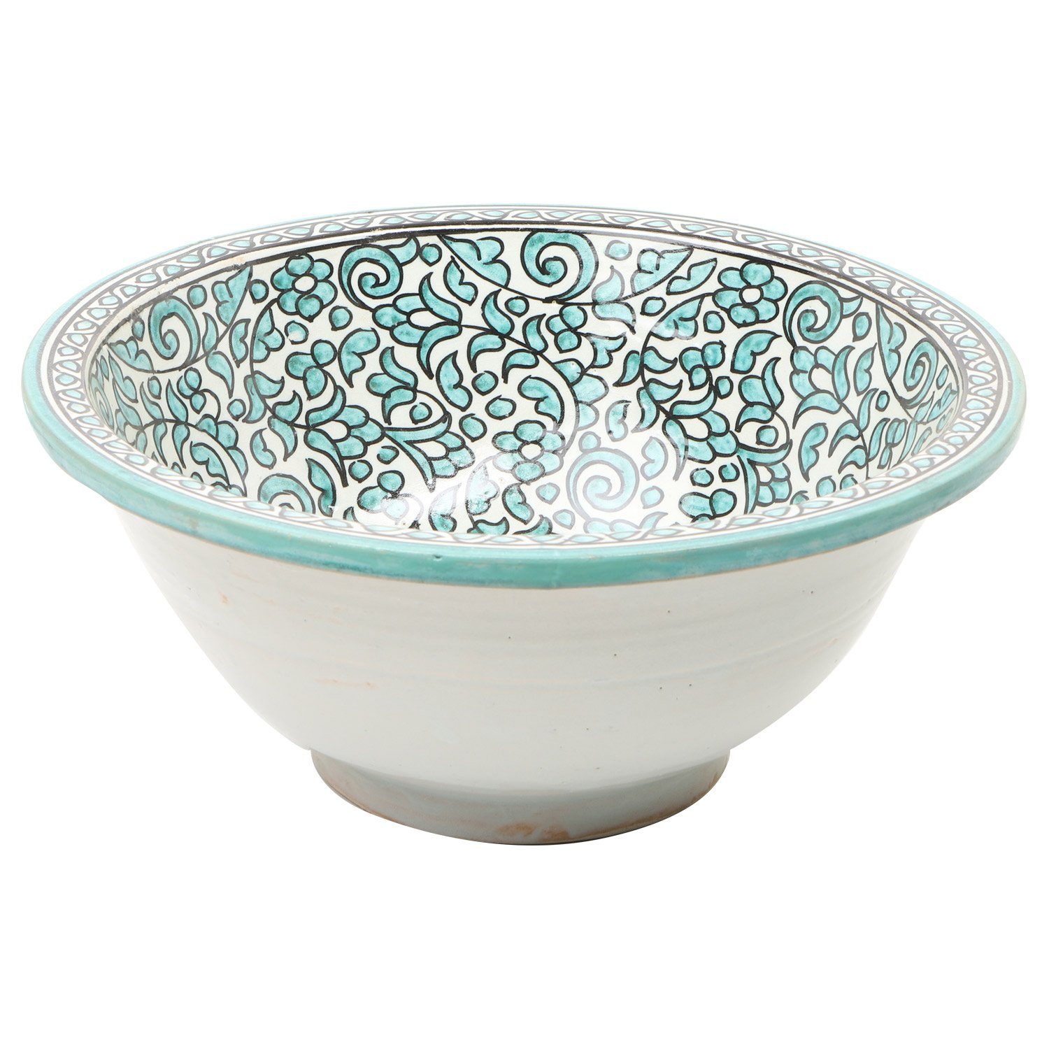 Marokkanisches Aufsatzwaschbecken aus Keramik Handgetöpfertes Becken D39 FES-V-I 