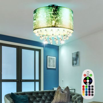 etc-shop LED Deckenleuchte, Leuchtmittel inklusive, Warmweiß, Farbwechsel, LED Deckenlampe Kronleuchter Hängeleuchte mit RGB-Farbwechlser