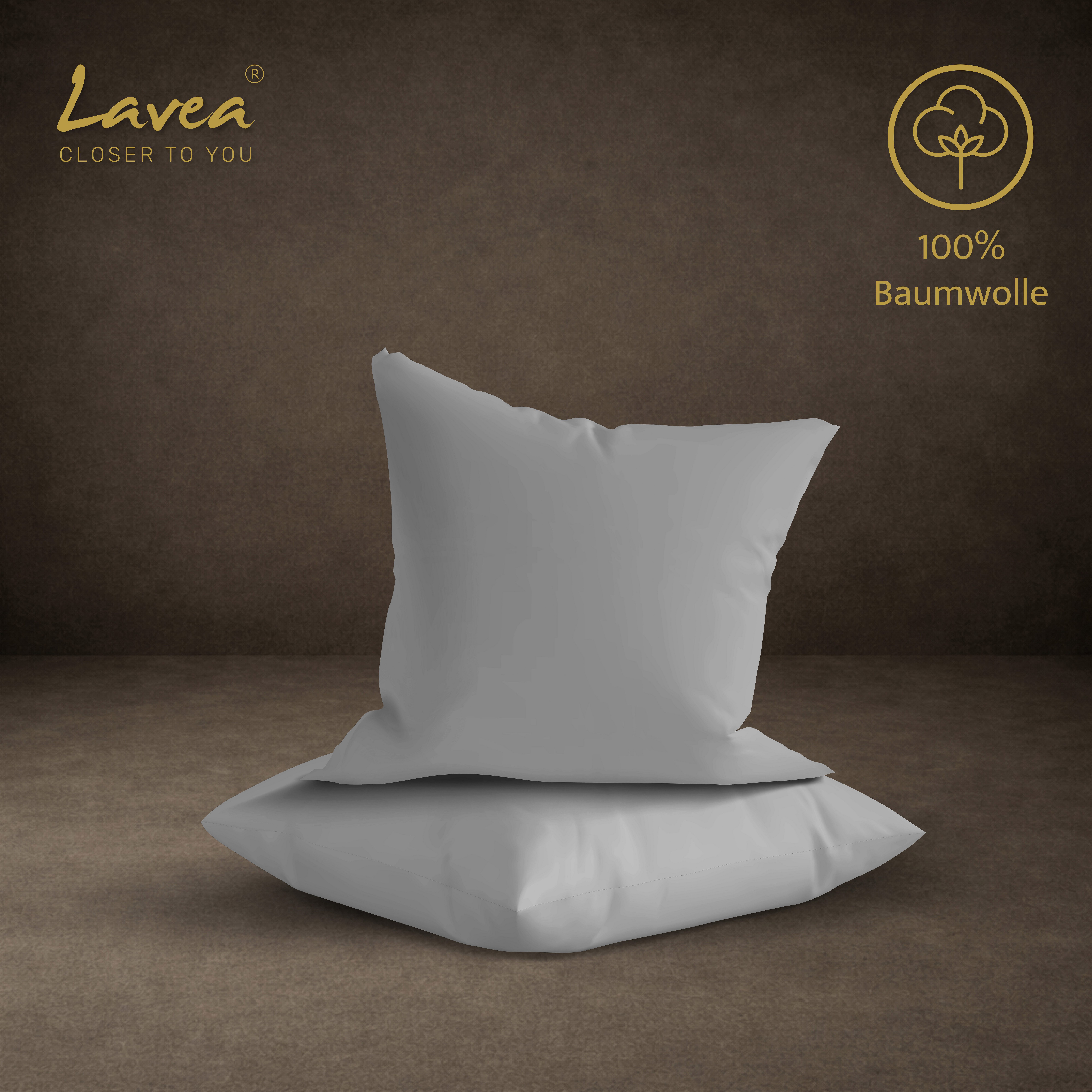 Lavea Kissenbezug 2er Set 100% Baumwolle flauschig, Jasmin, Kissenhülle, Kissenbezüge, (2 Stück), pflegeleicht, langlebige Qualität, mit Reißverschluss