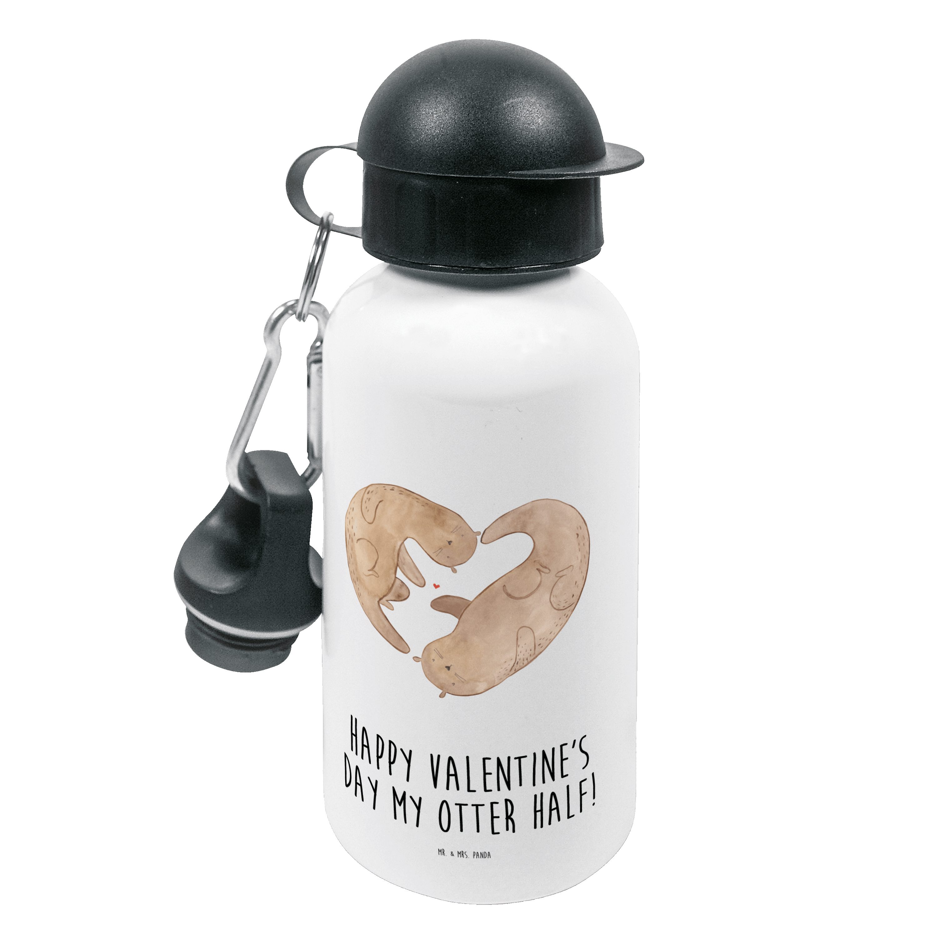 Mr. & Mrs. Panda Trinkflasche Otter Valentine - Weiß - Geschenk, Mädchen, Trinkflasche, Ehefrau, Ki