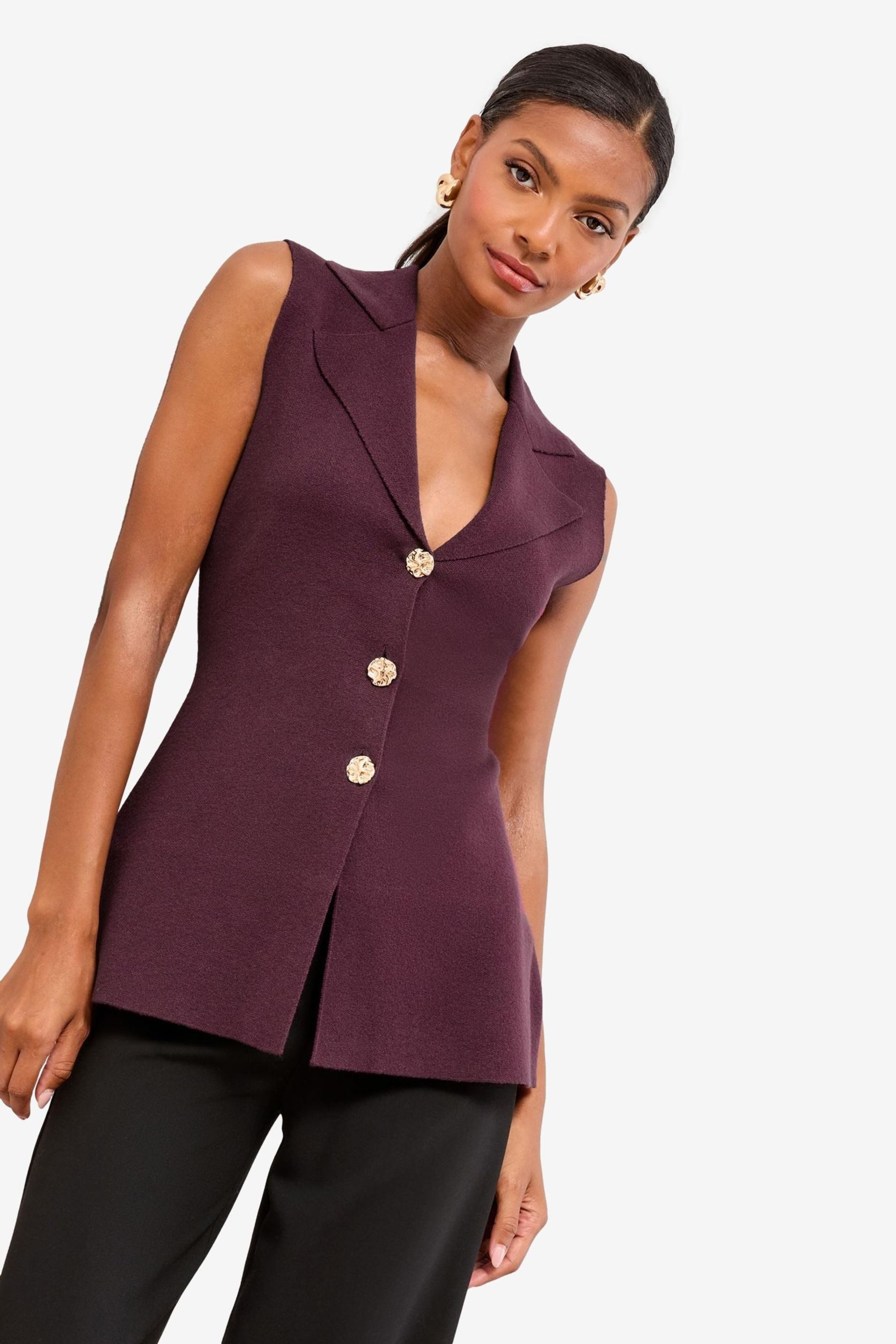 LIPSY Anzugweste Lipsy Strickpullunder mit V-Ausschnitt und Kragen (1-tlg)