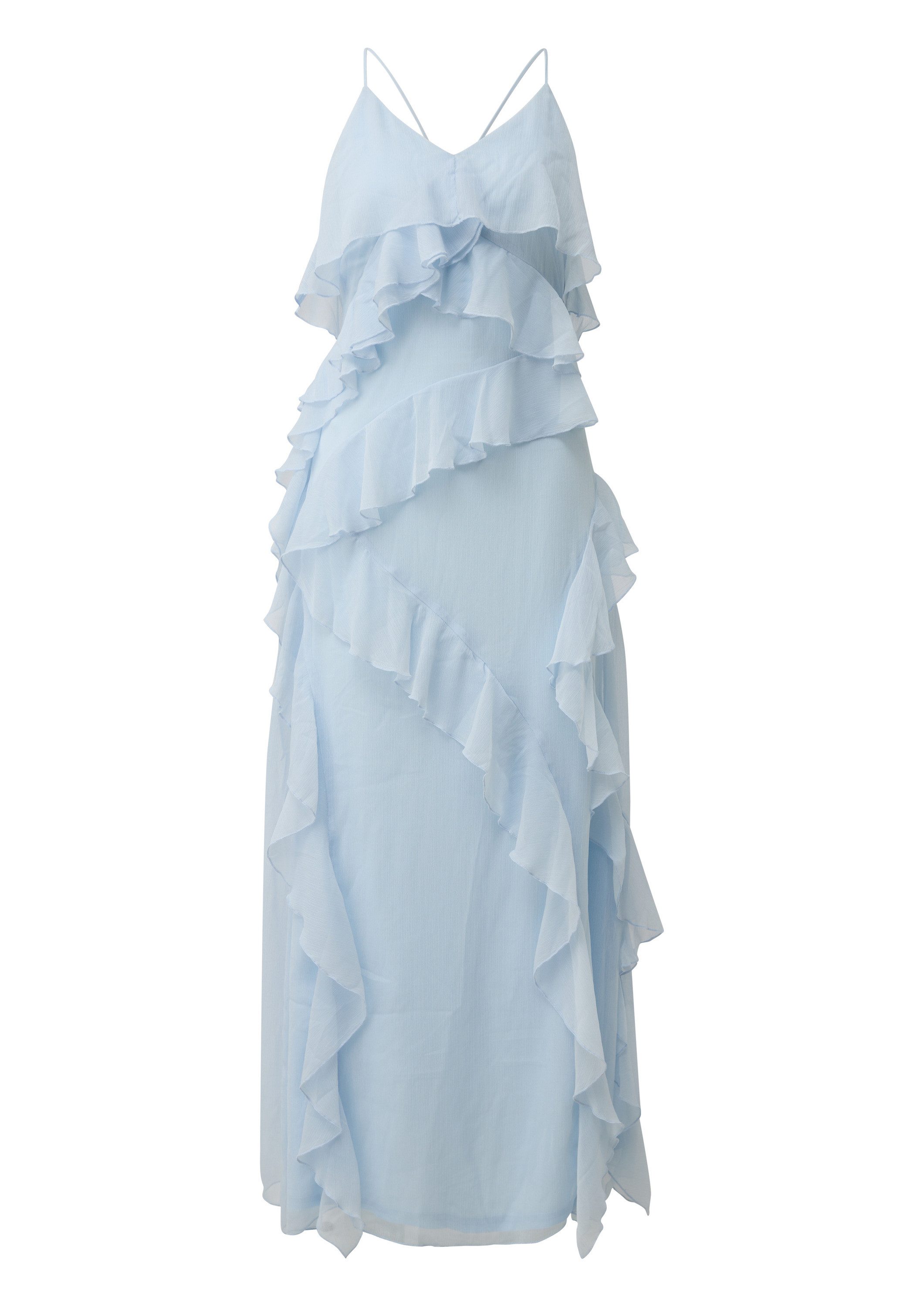 QS Maxikleid Kleid Langes Chiffonkleid mit Volants