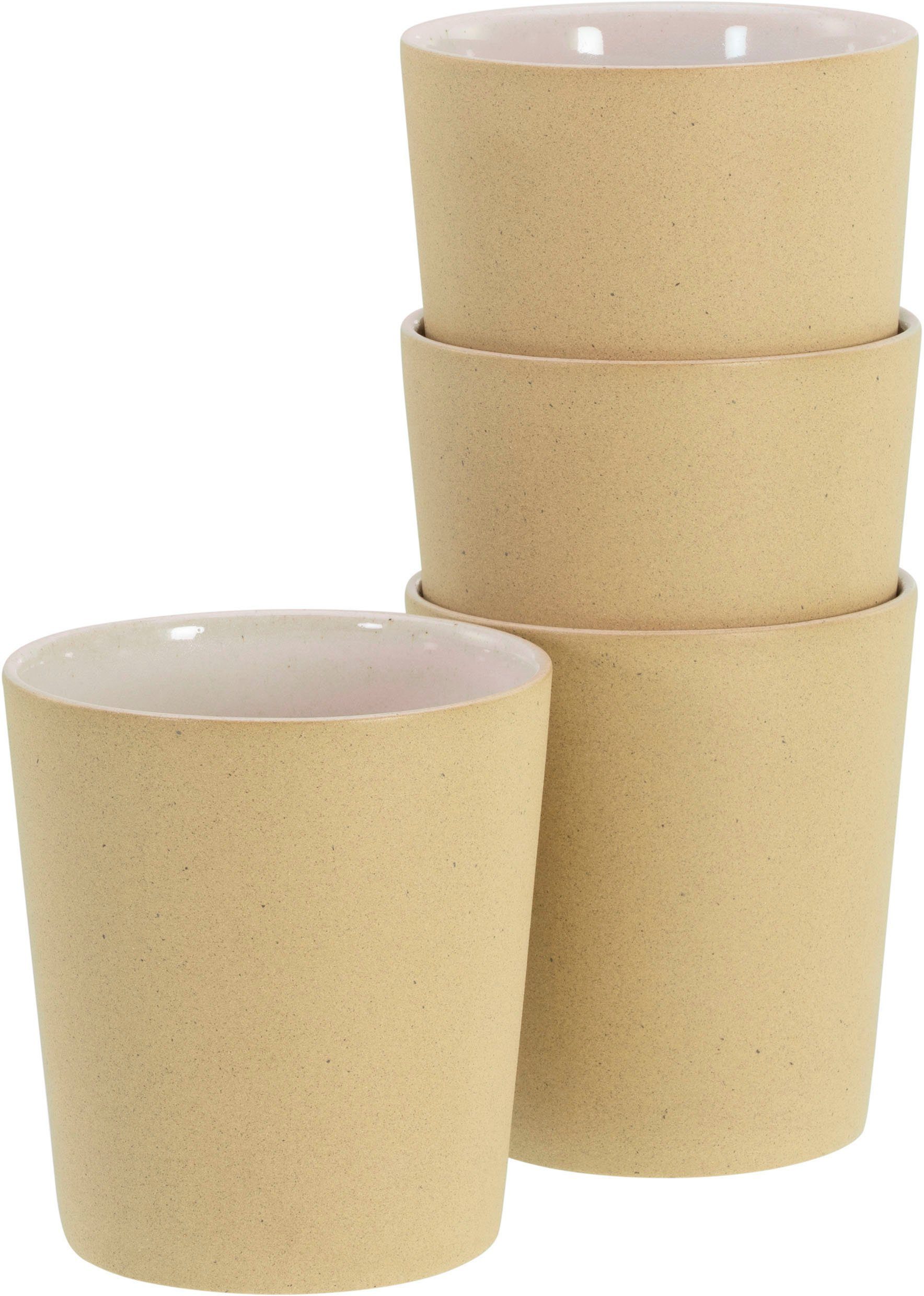 CreaTable Becher Futuro, Steinzeug, Kaffeebecher, 4-teilig, 500 ml